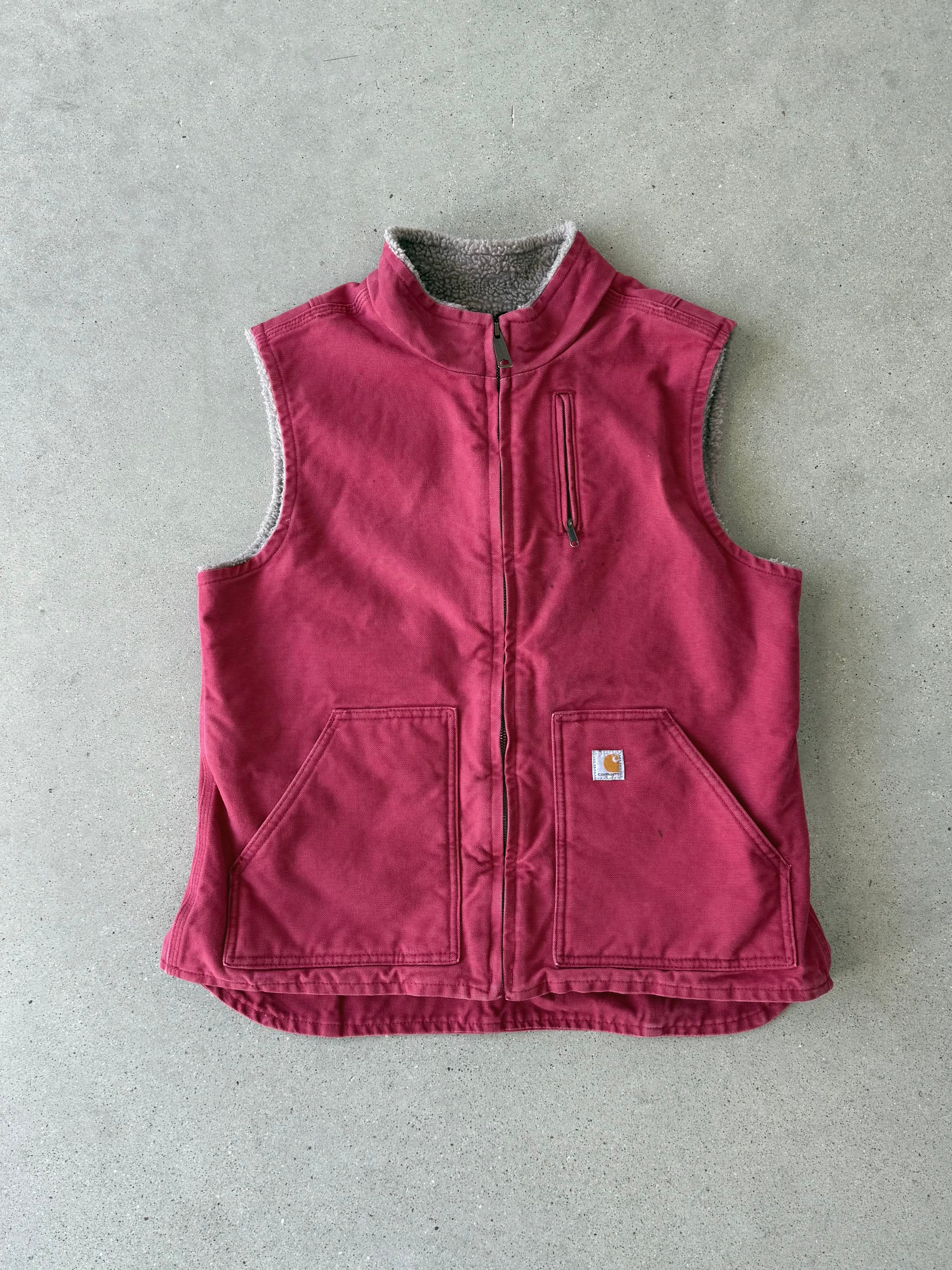 Vintage Carhartt Pink Sherpa-lined Vest - L