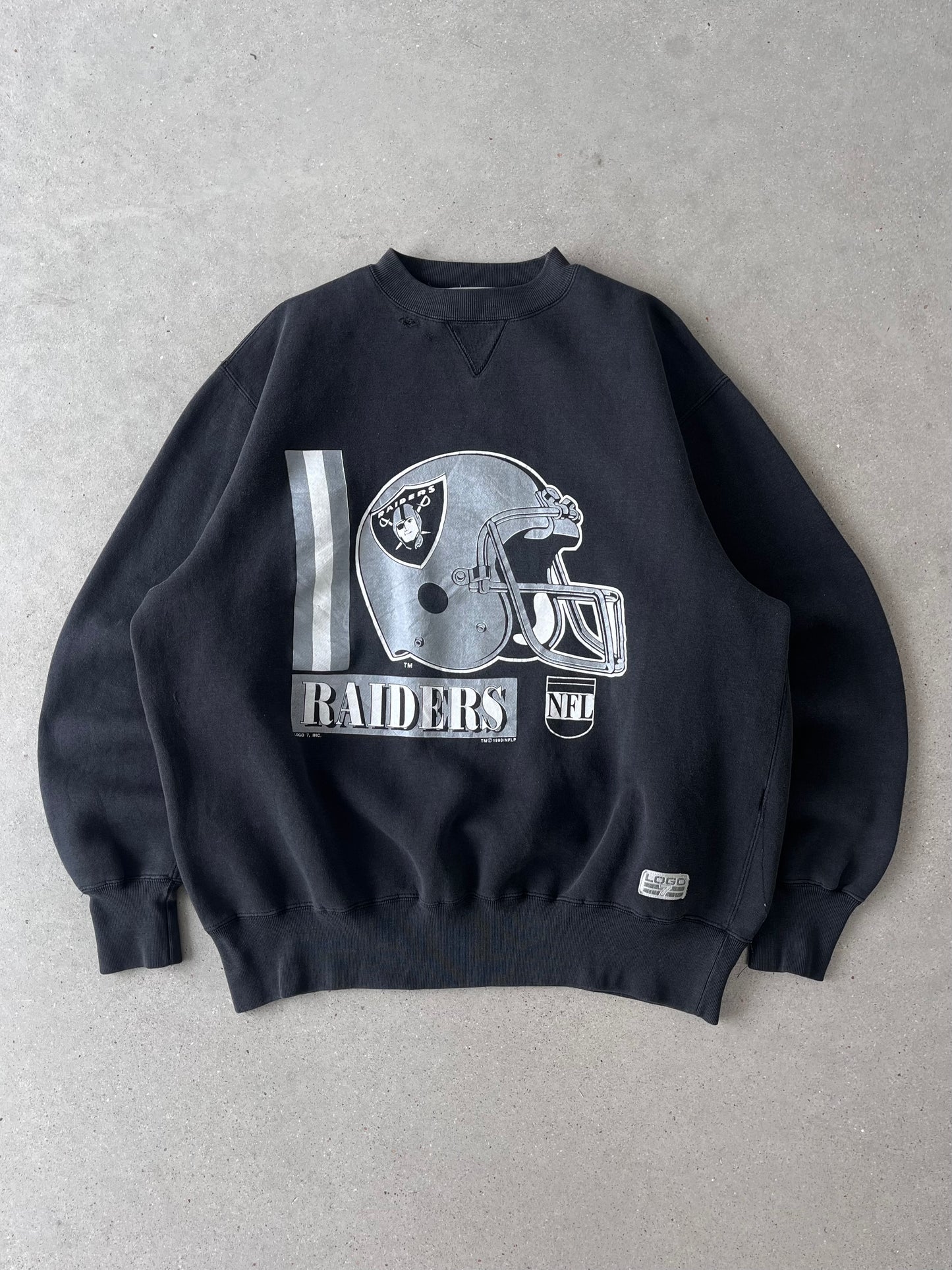 Vintage 1990 Raiders Logo 7 Crewneck - XL