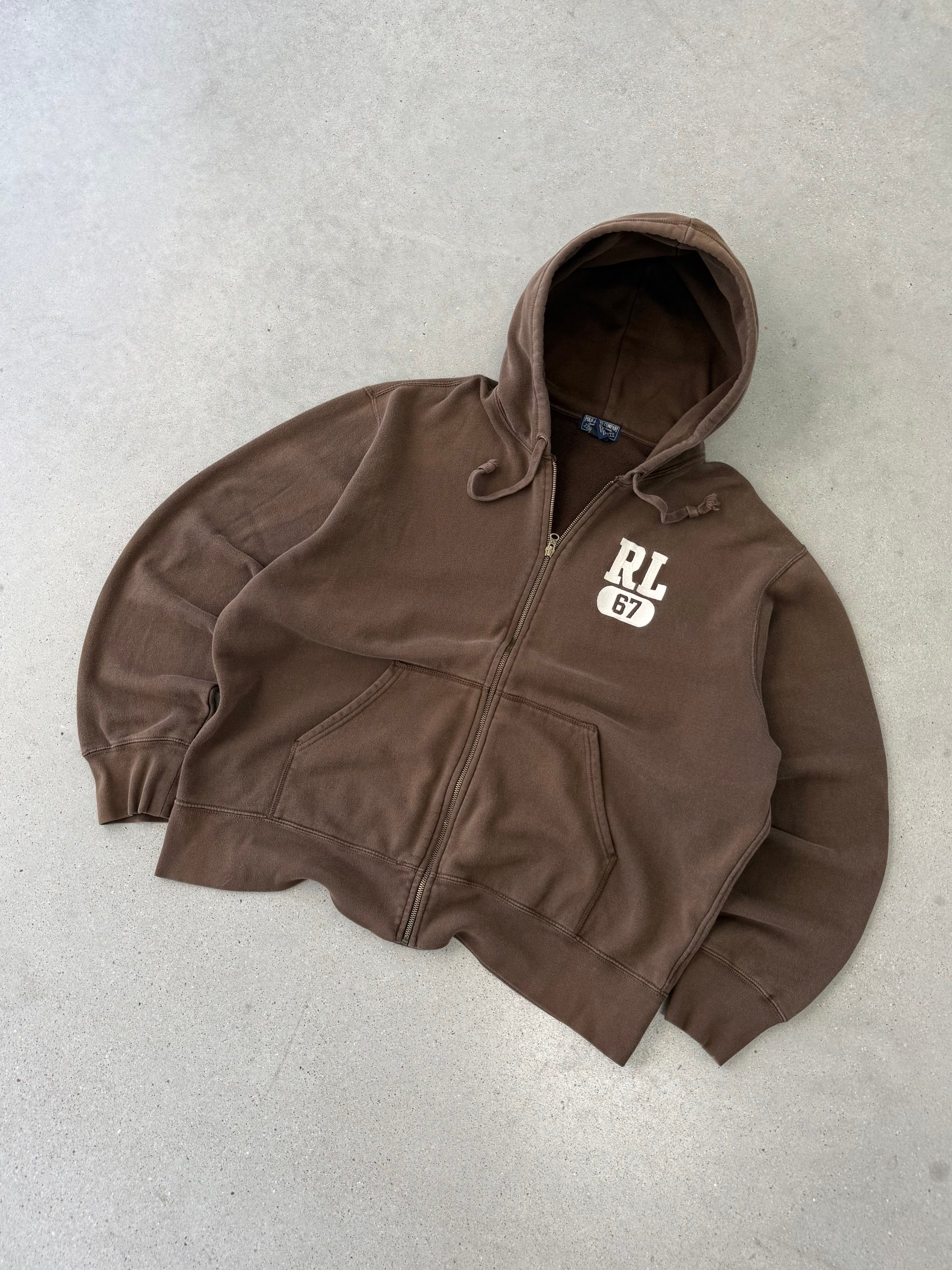 Vintage Polo Ralph Lauren Brown Zip-up Hoodie - XL