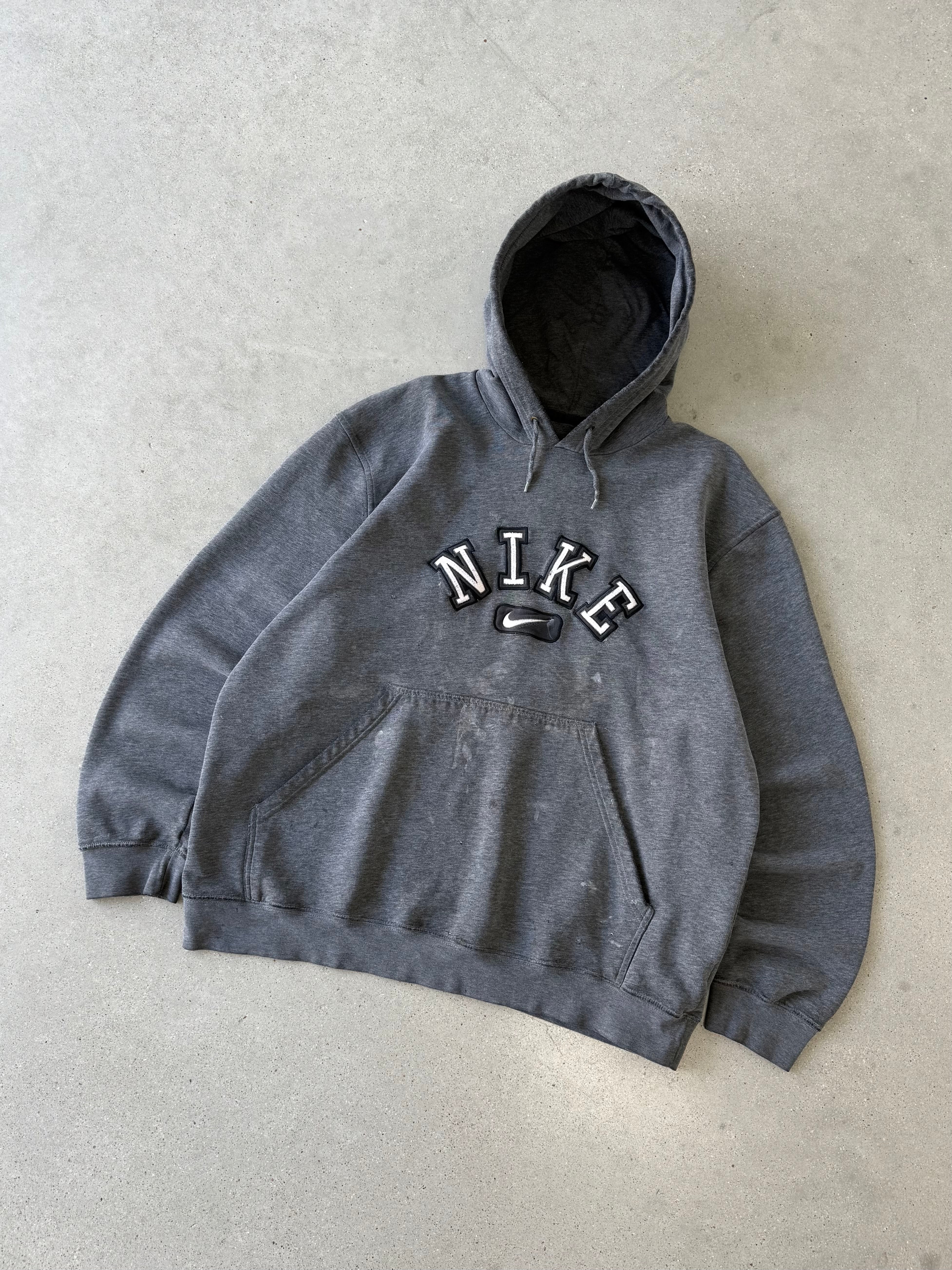 Vintage Nike Spell-out Gray Hoodie - XL