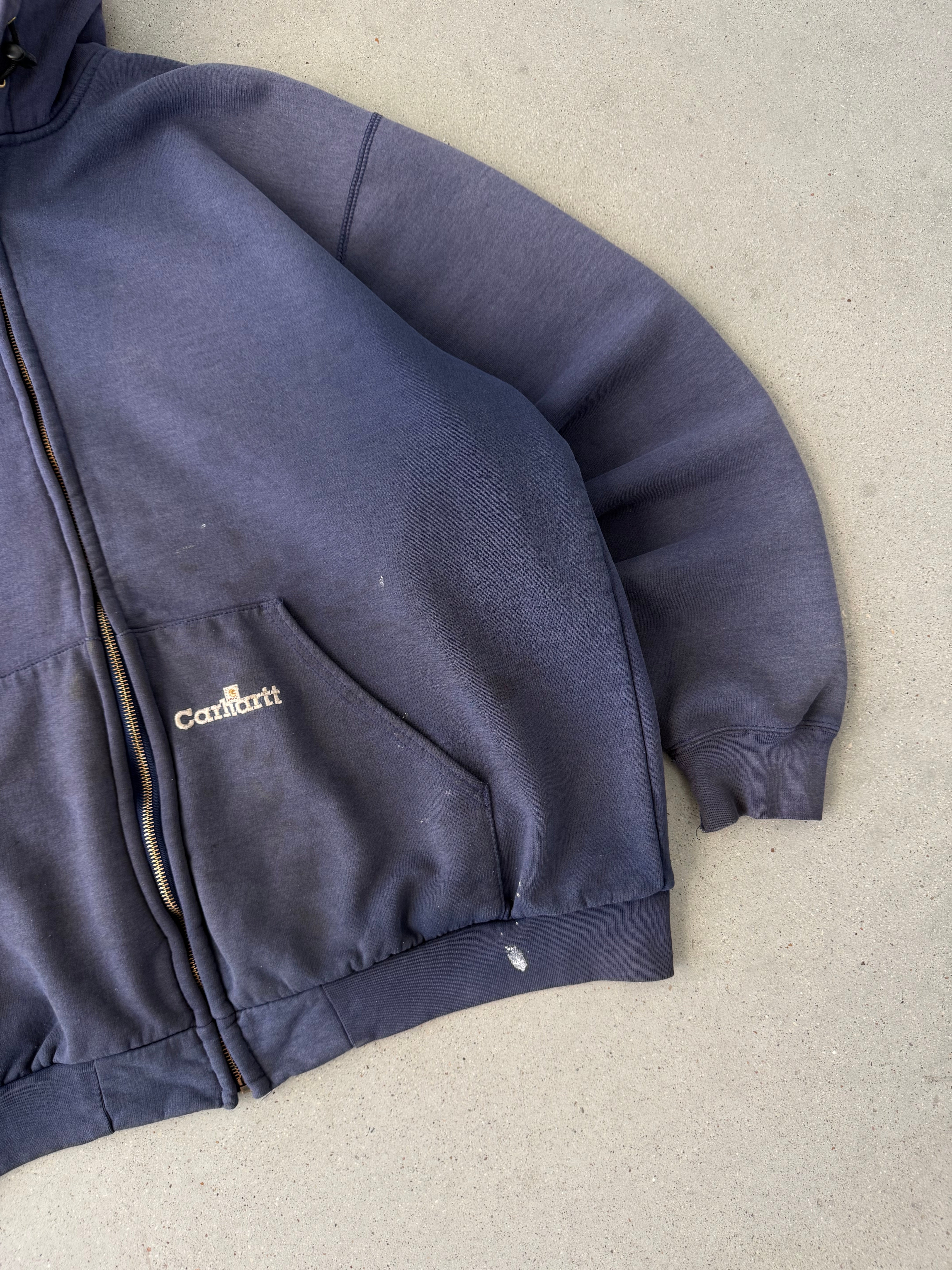 Vintage 90s Carhartt Faded Thermal Zip-up Hoodie - XL