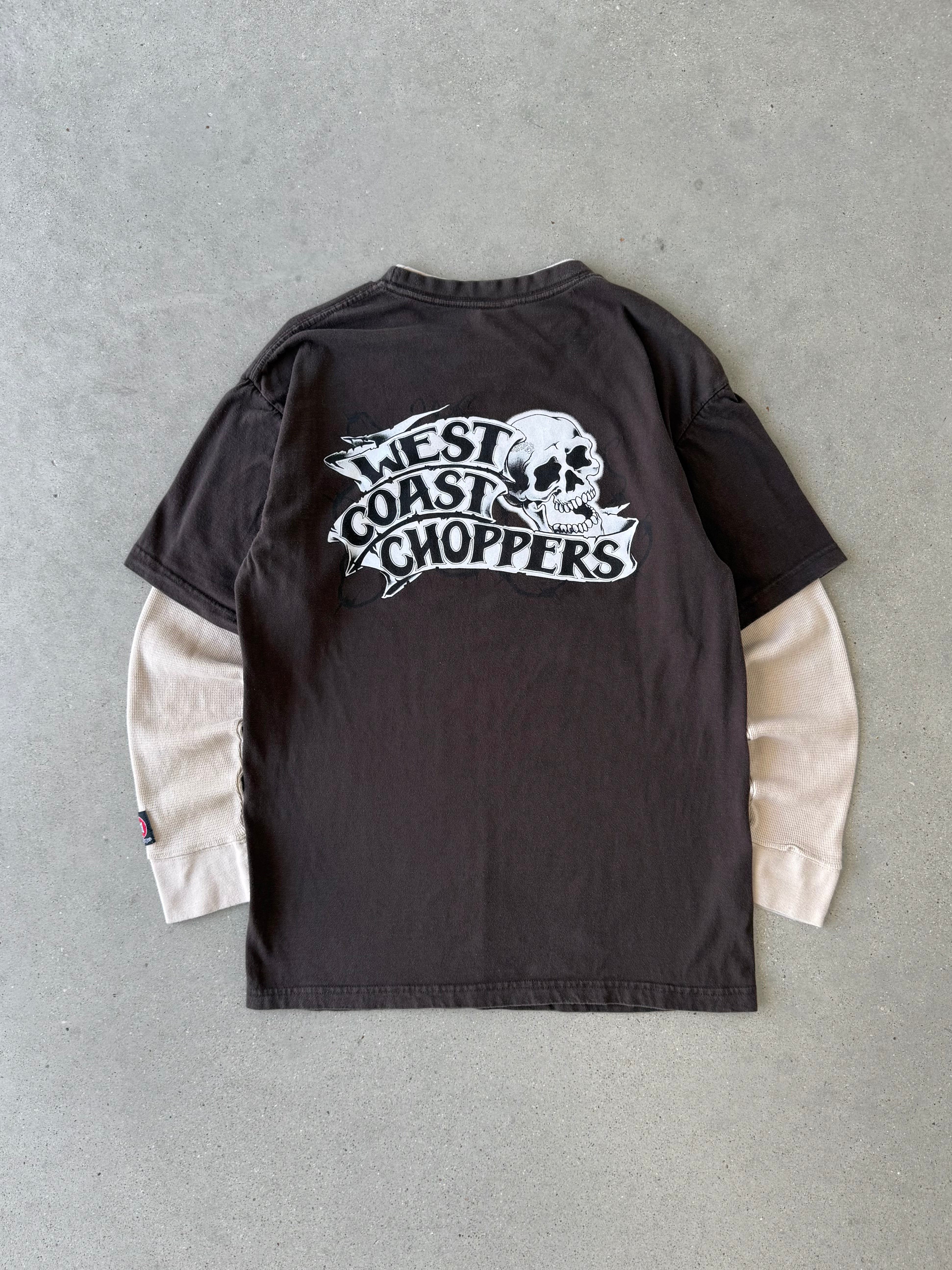 Vintage West Coast Chopper Brown Layered Long Sleeve - L