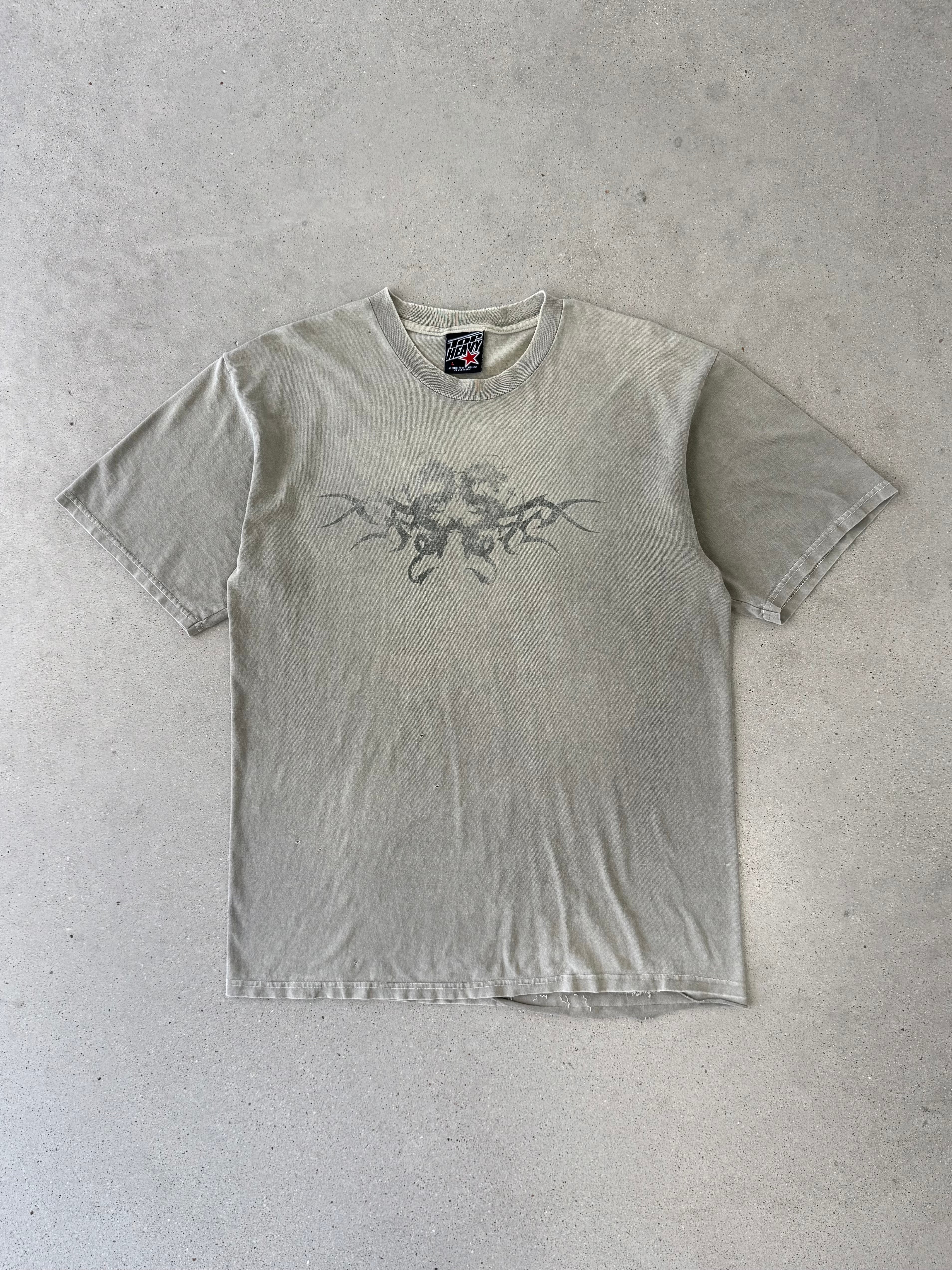 Vintage 2000s Top Heavy Faded Dragon Olive Tee - L
