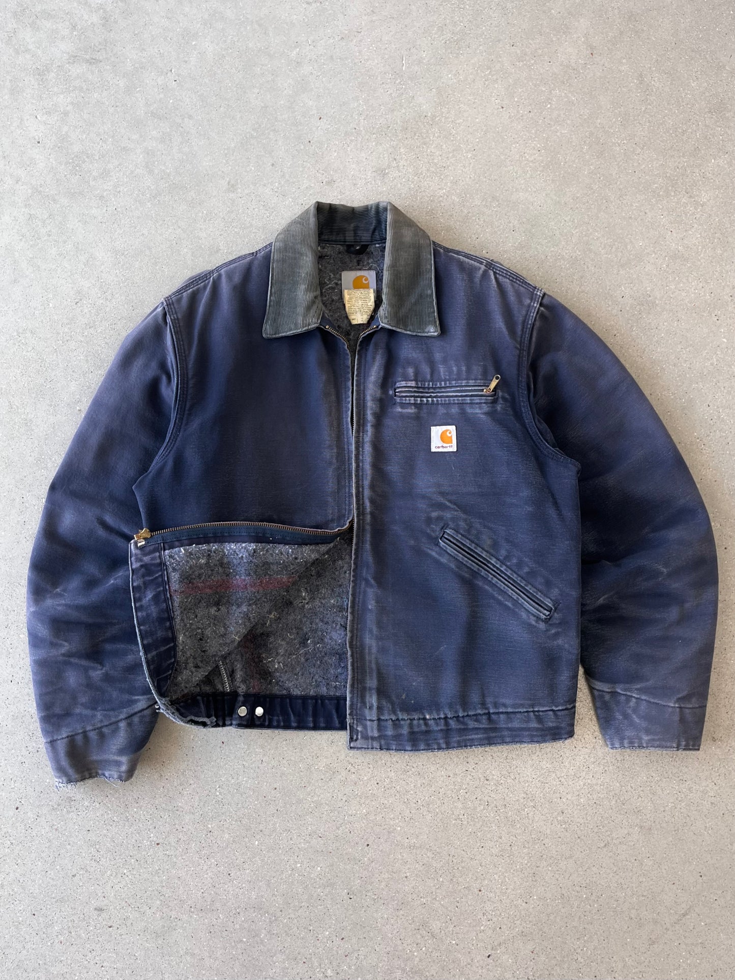 Vintage Carhartt Faded Navy Blanket-lined Detroit Jacket - M