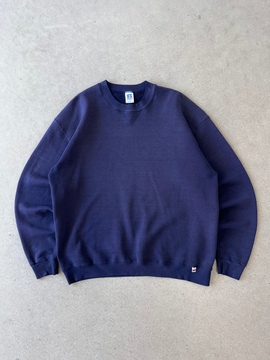 Vintage 80s Faded Navy Russell Athletic Crewneck - XL