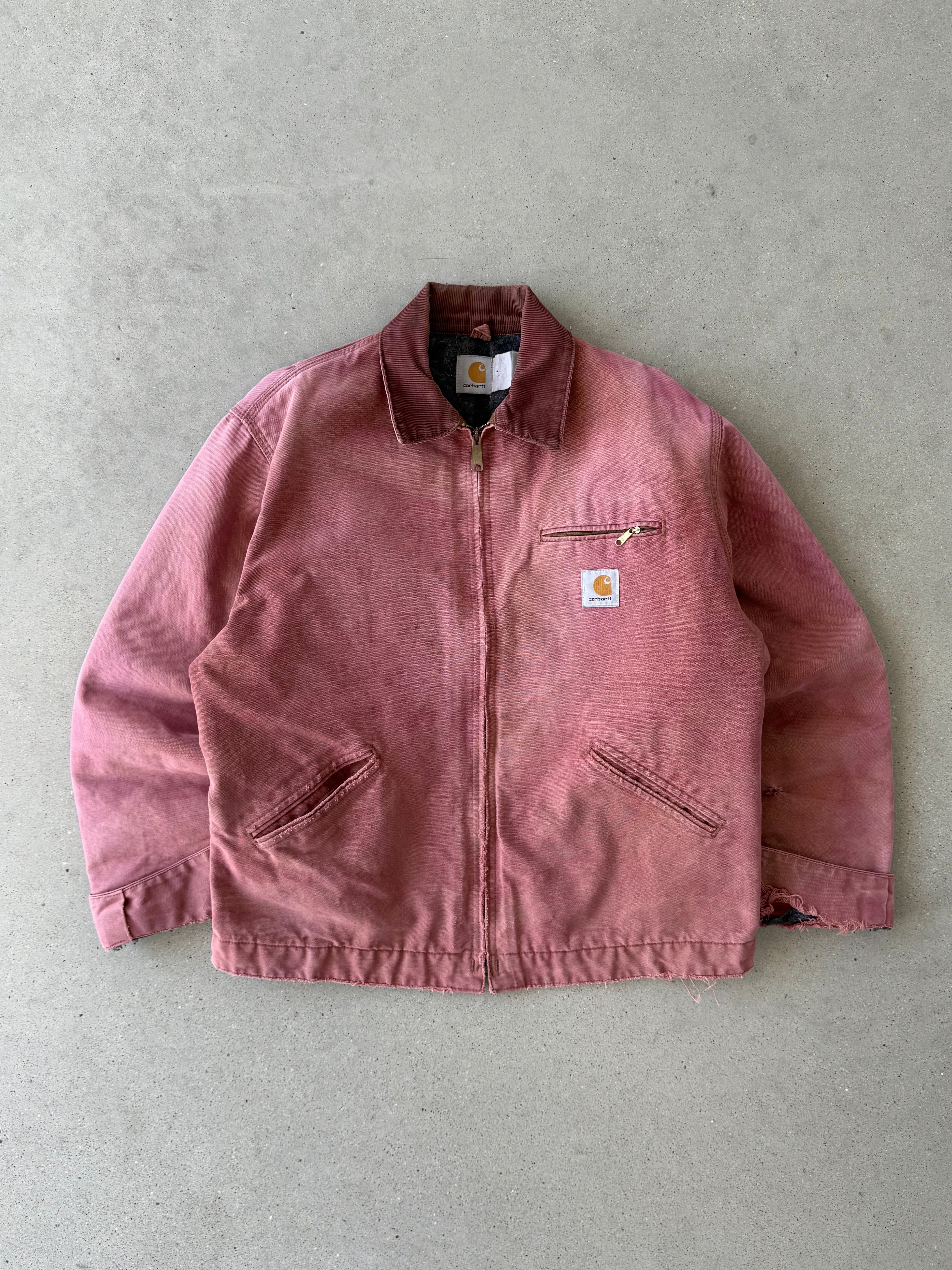 Vintage Carhartt Distressed Pink Detroit Jacket - L