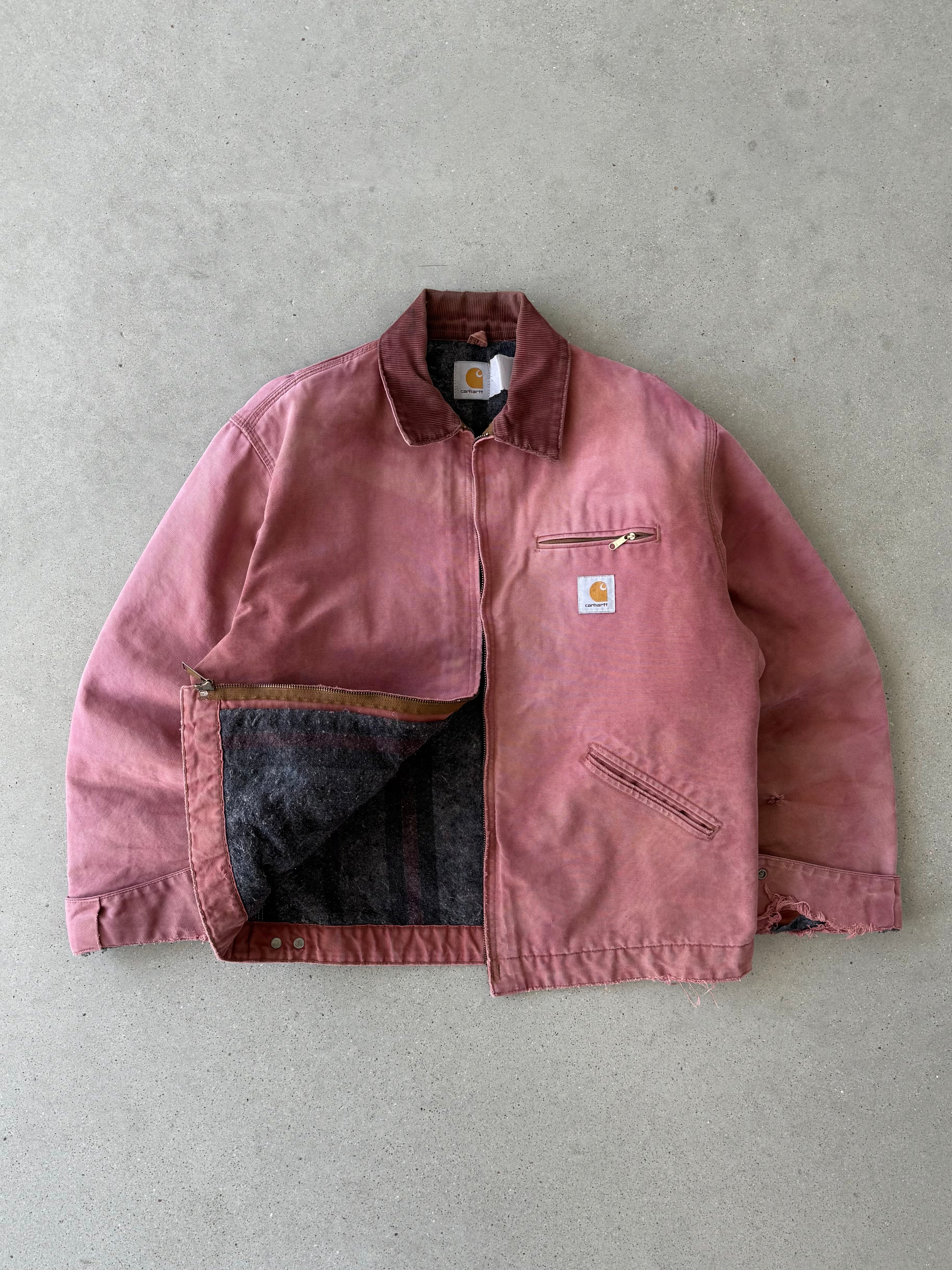 Vintage Carhartt Distressed Pink Detroit Jacket - L