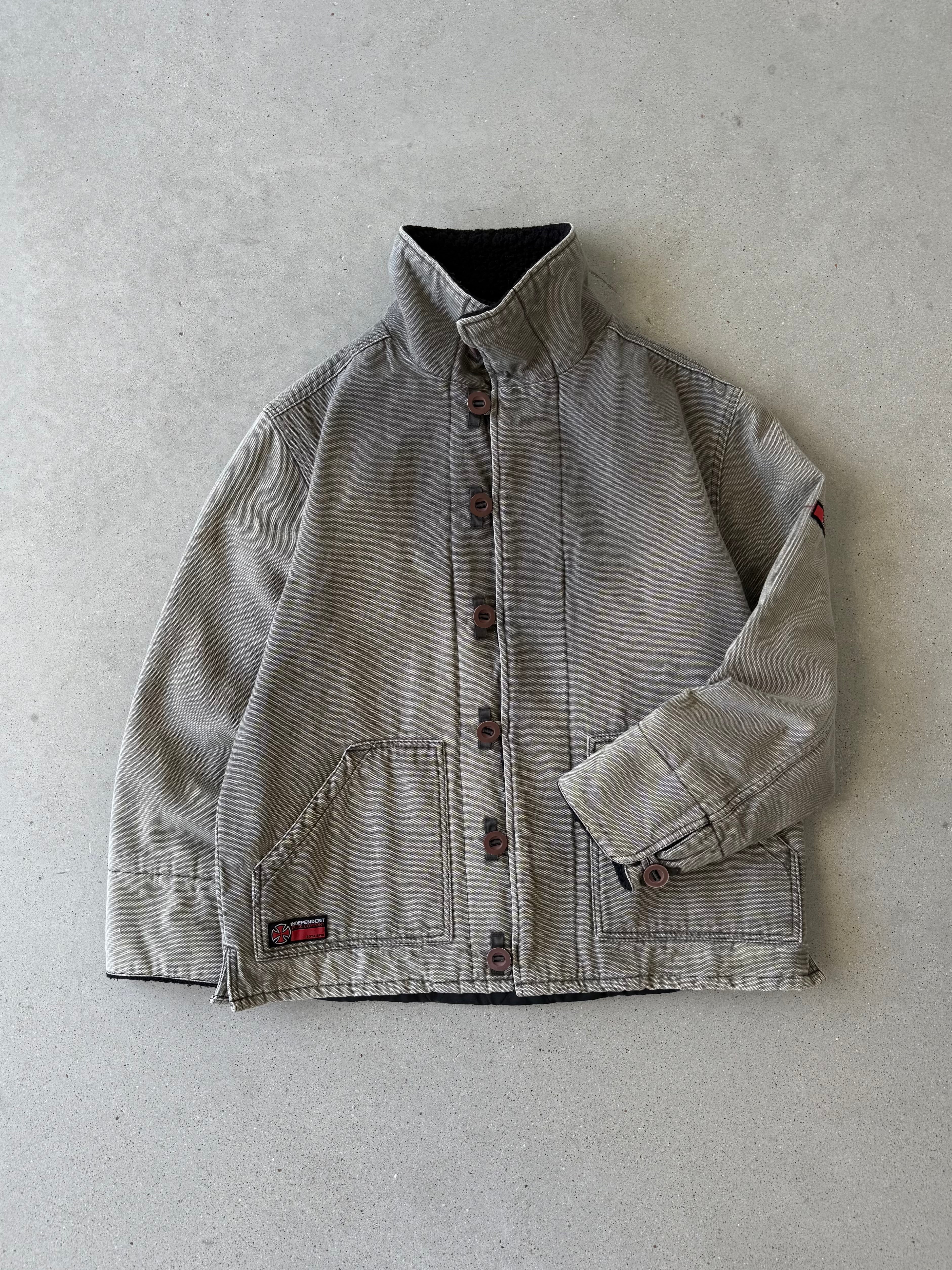 Vintage INDEPENDENT TRUCKS Concrete Sherpa-lined Chore Coat - L