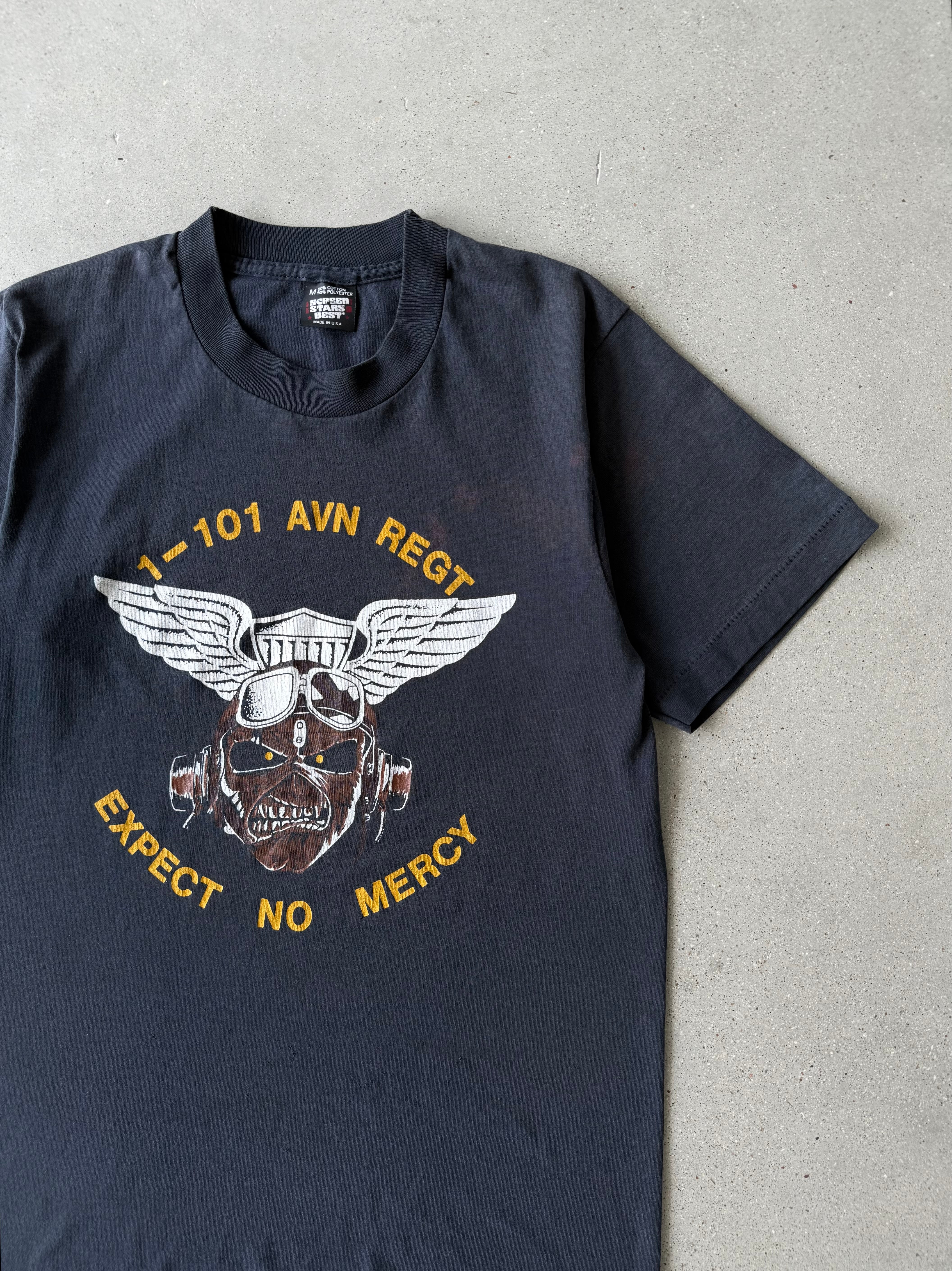 Vintage 80s 1-101 AVN Regt 'Expect No Mercy' Tee - M