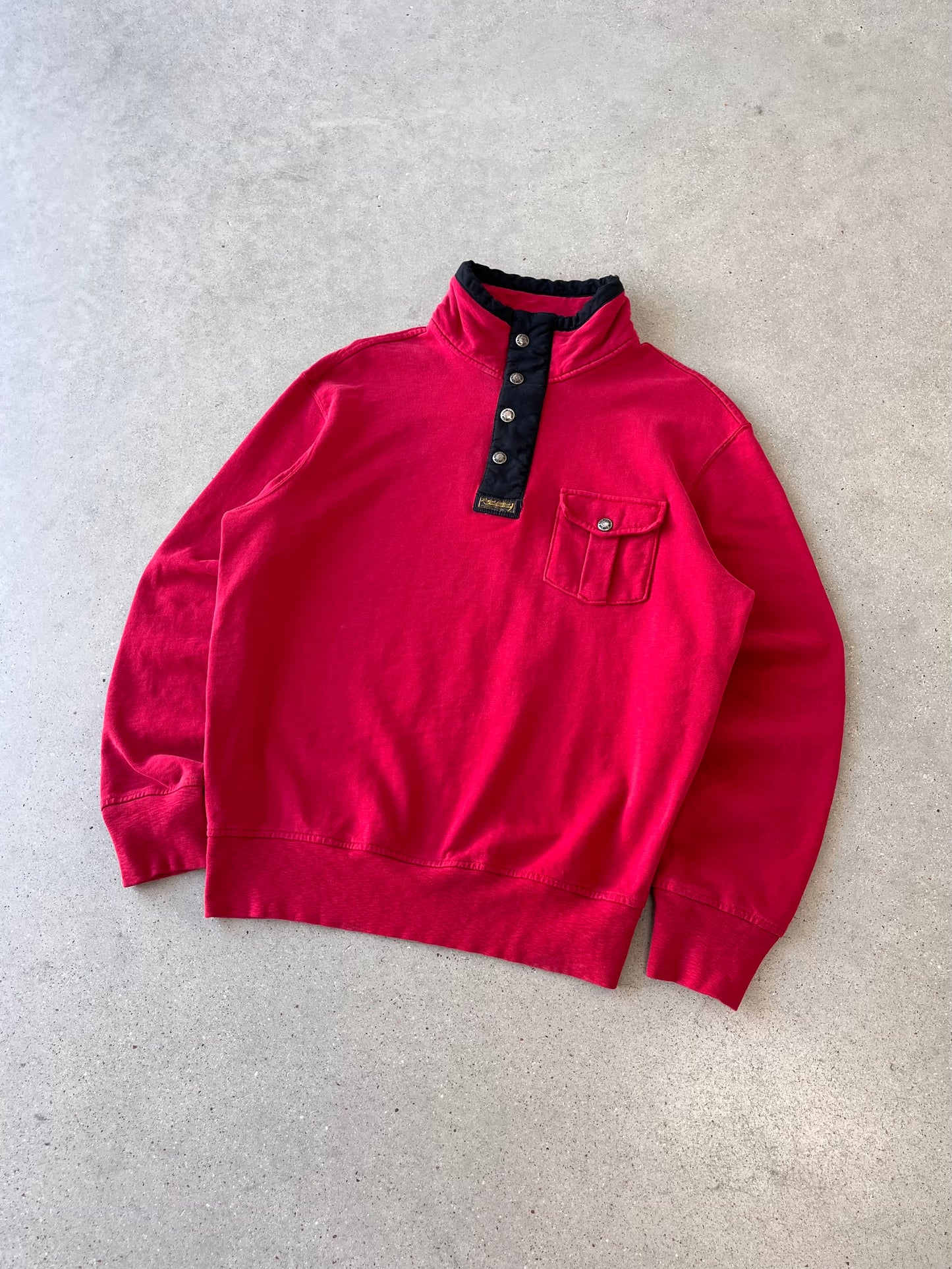 Vintage Polo Ralph Lauren Red Quarter Button - L