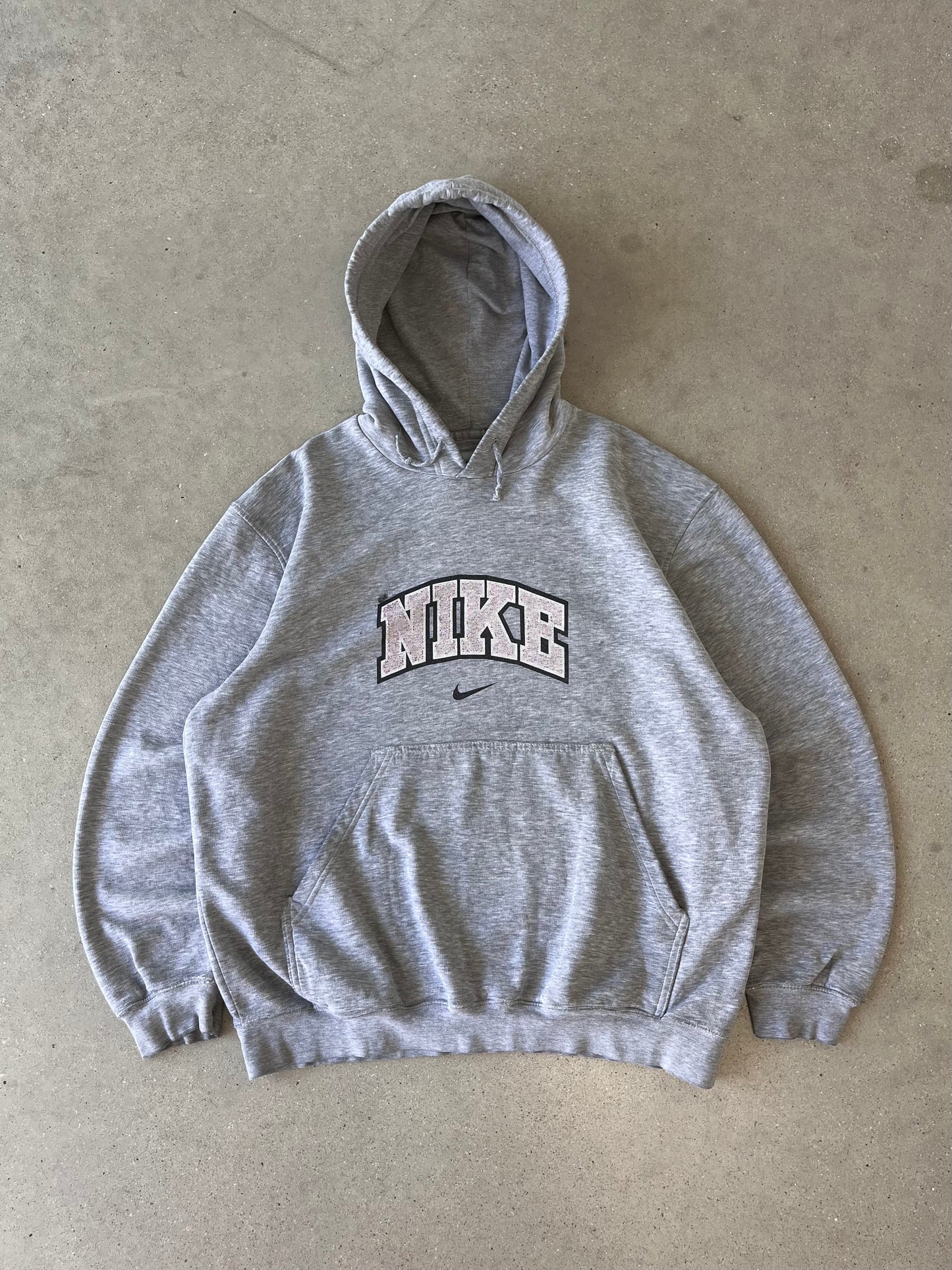 Vintage 2000s Nike Spell-out Heather Gray Hoodie - L