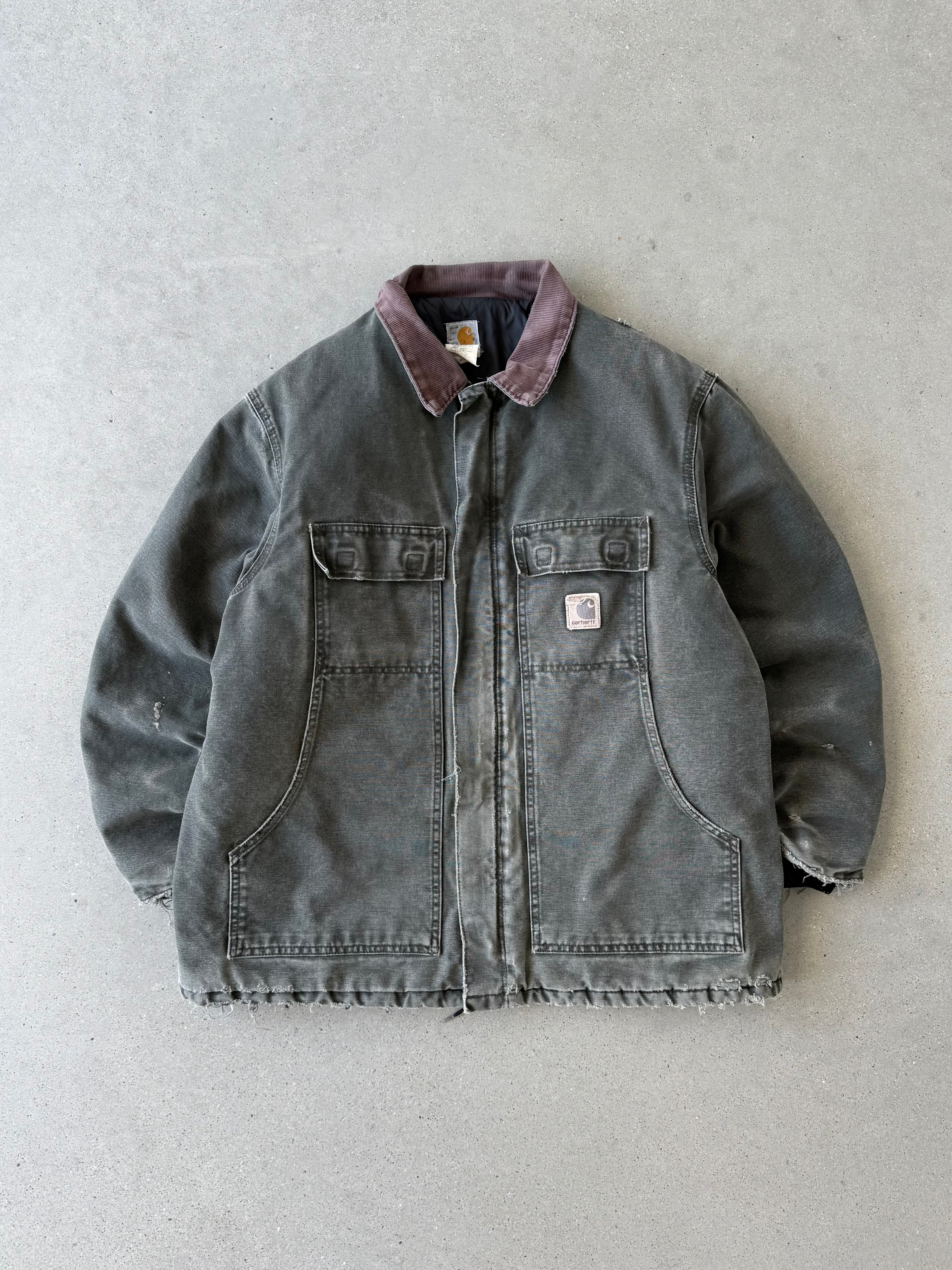 Vintage Carhartt C26 MOS Distressed Forest Green Chore Coat - XL
