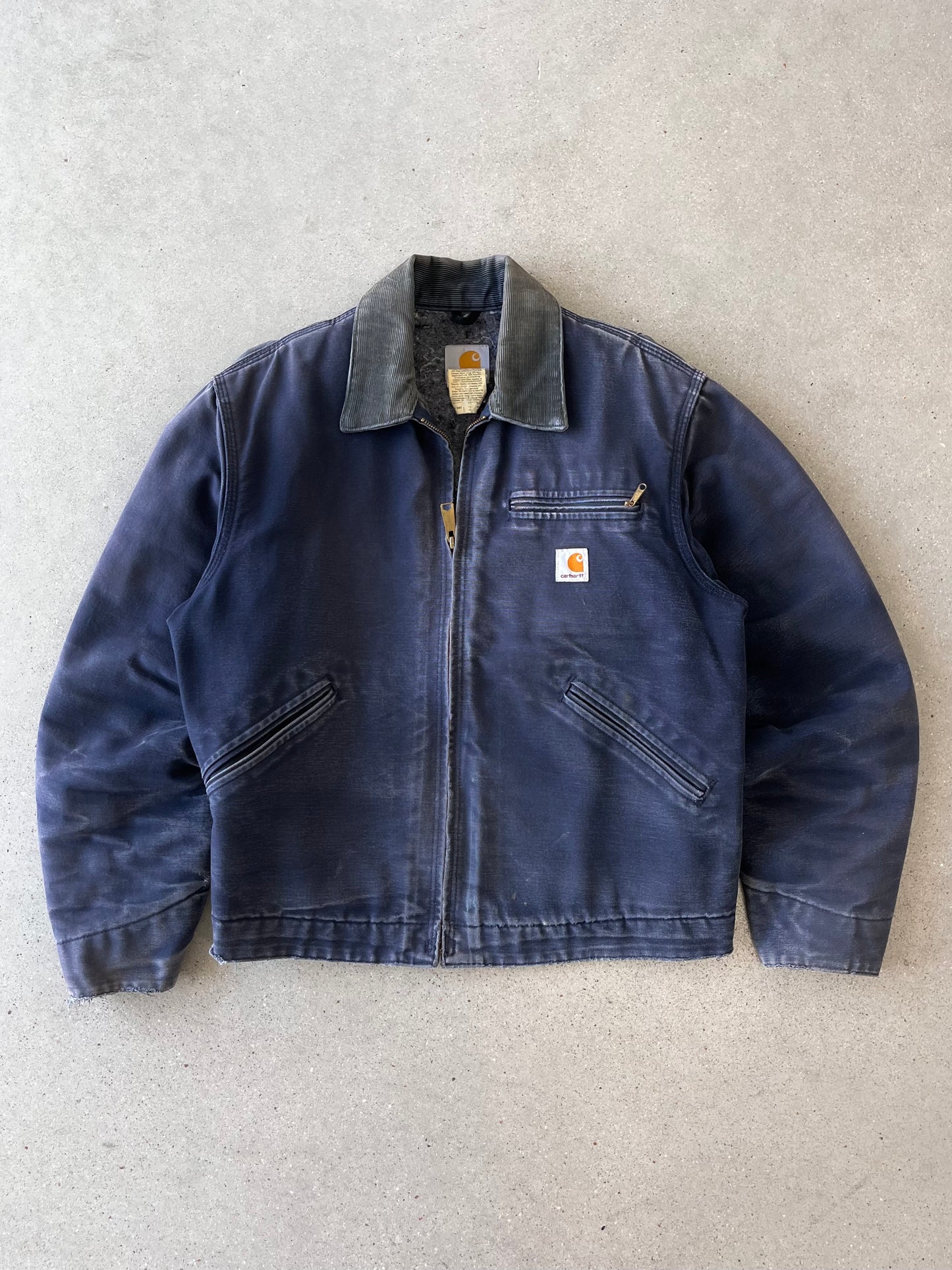 Vintage Carhartt Faded Navy Blanket-lined Detroit Jacket - M