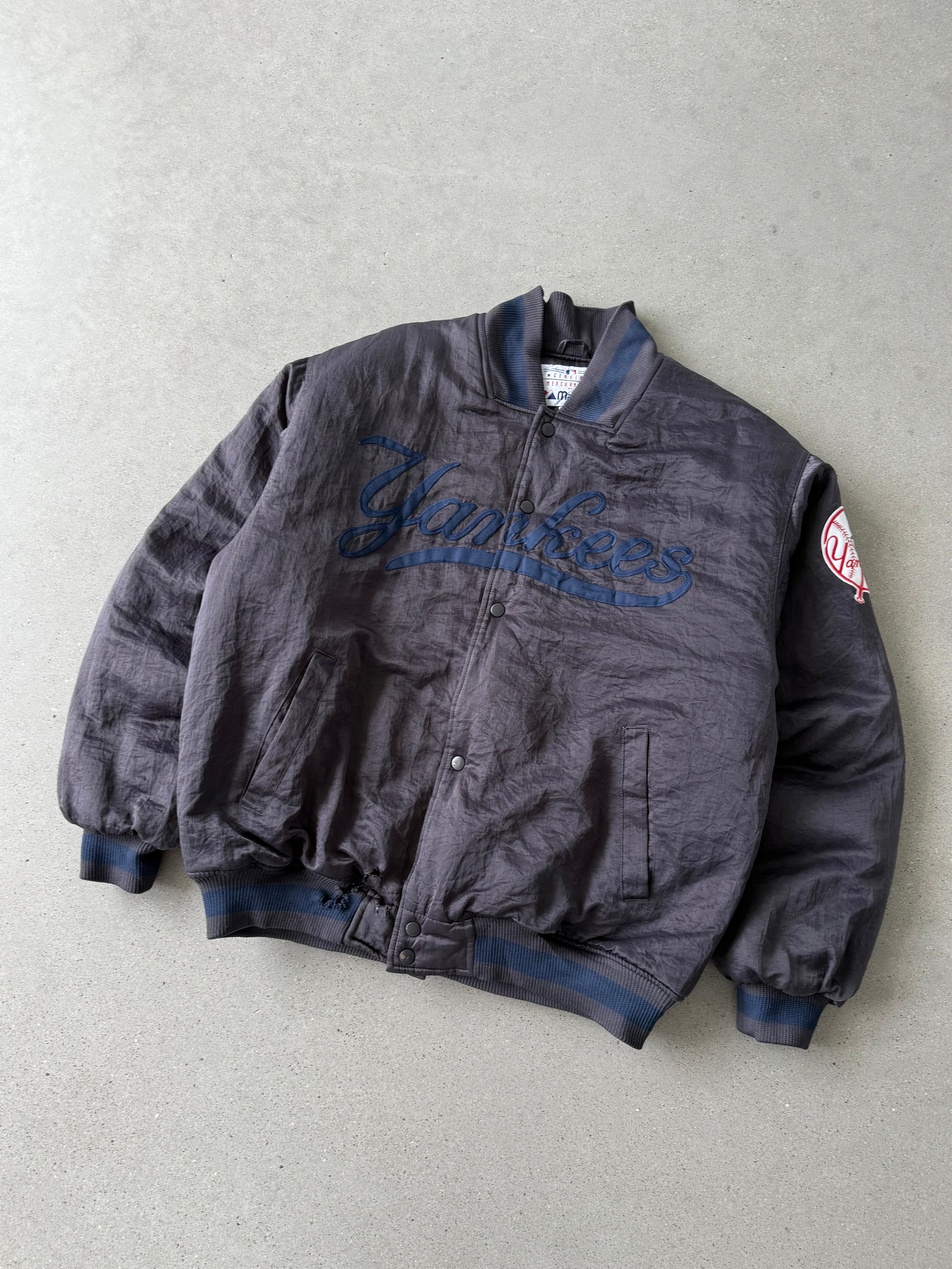 Vintage NY Yankees Tonal Puffer Satin Jacket - L