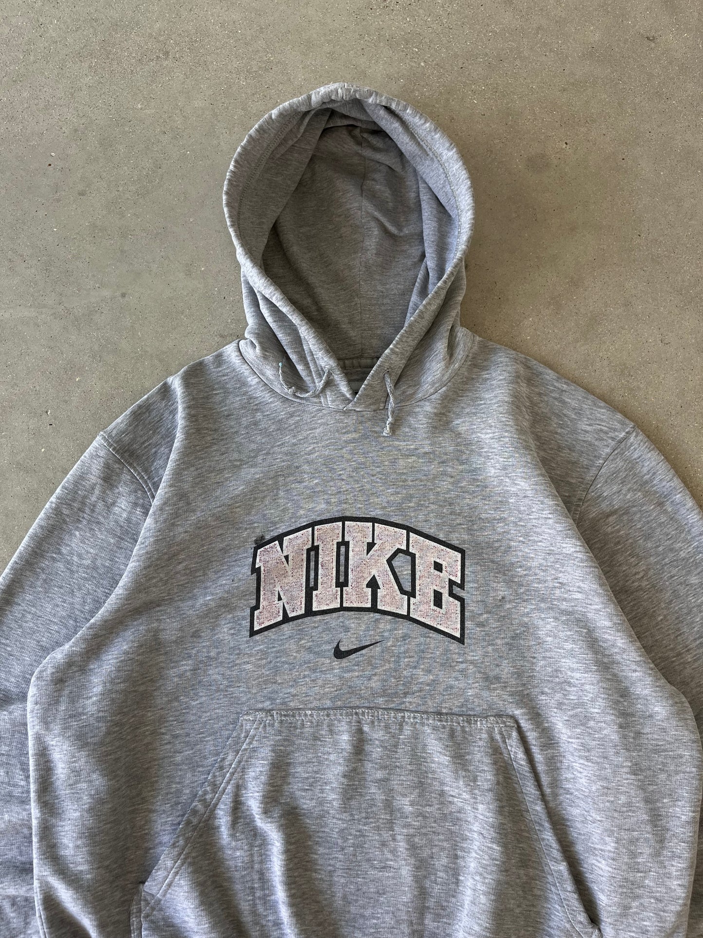 Vintage 2000s Nike Spell-out Heather Gray Hoodie - L