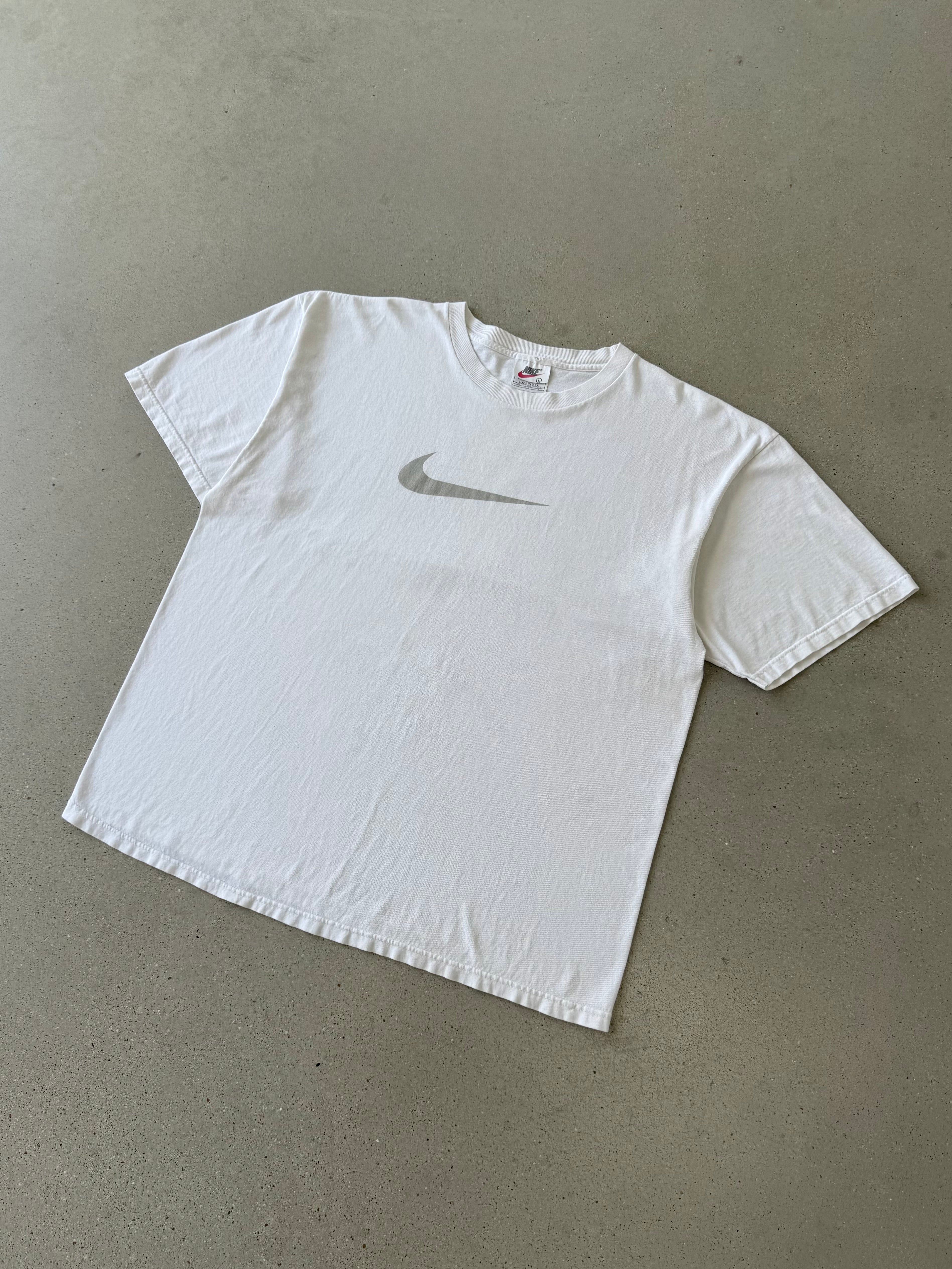 Vintage 90s Nike Big Swoosh White Tee - L