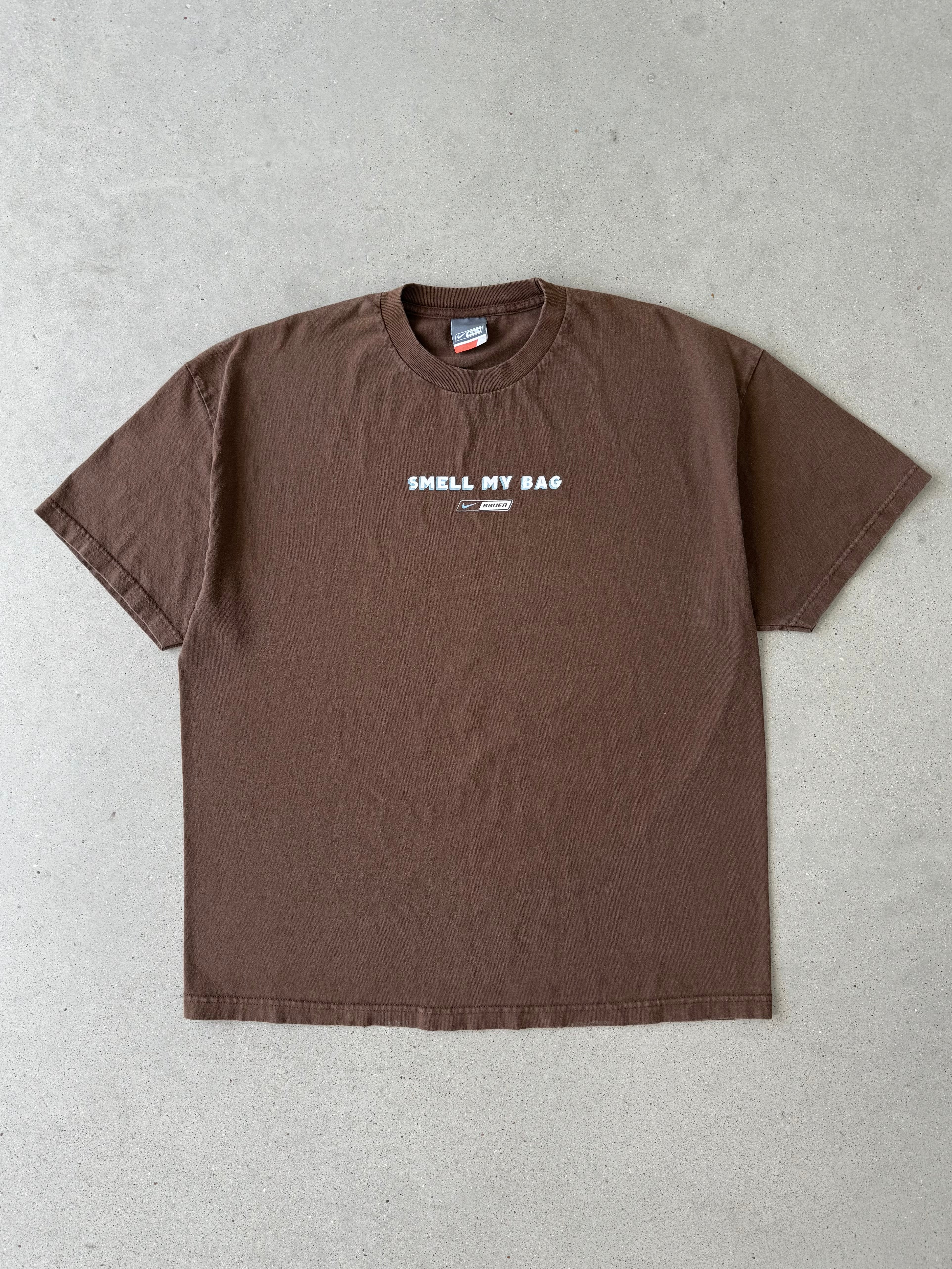 Vintage Nike 'Smell My Bag' Brown Tee - XXL