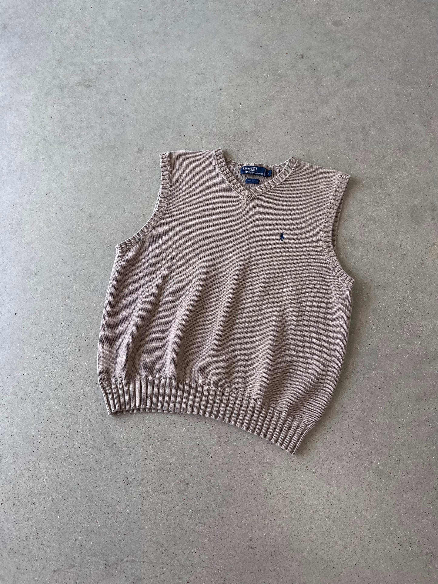 Vintage Mocha Polo Ralph Lauren Knitted Vest - L