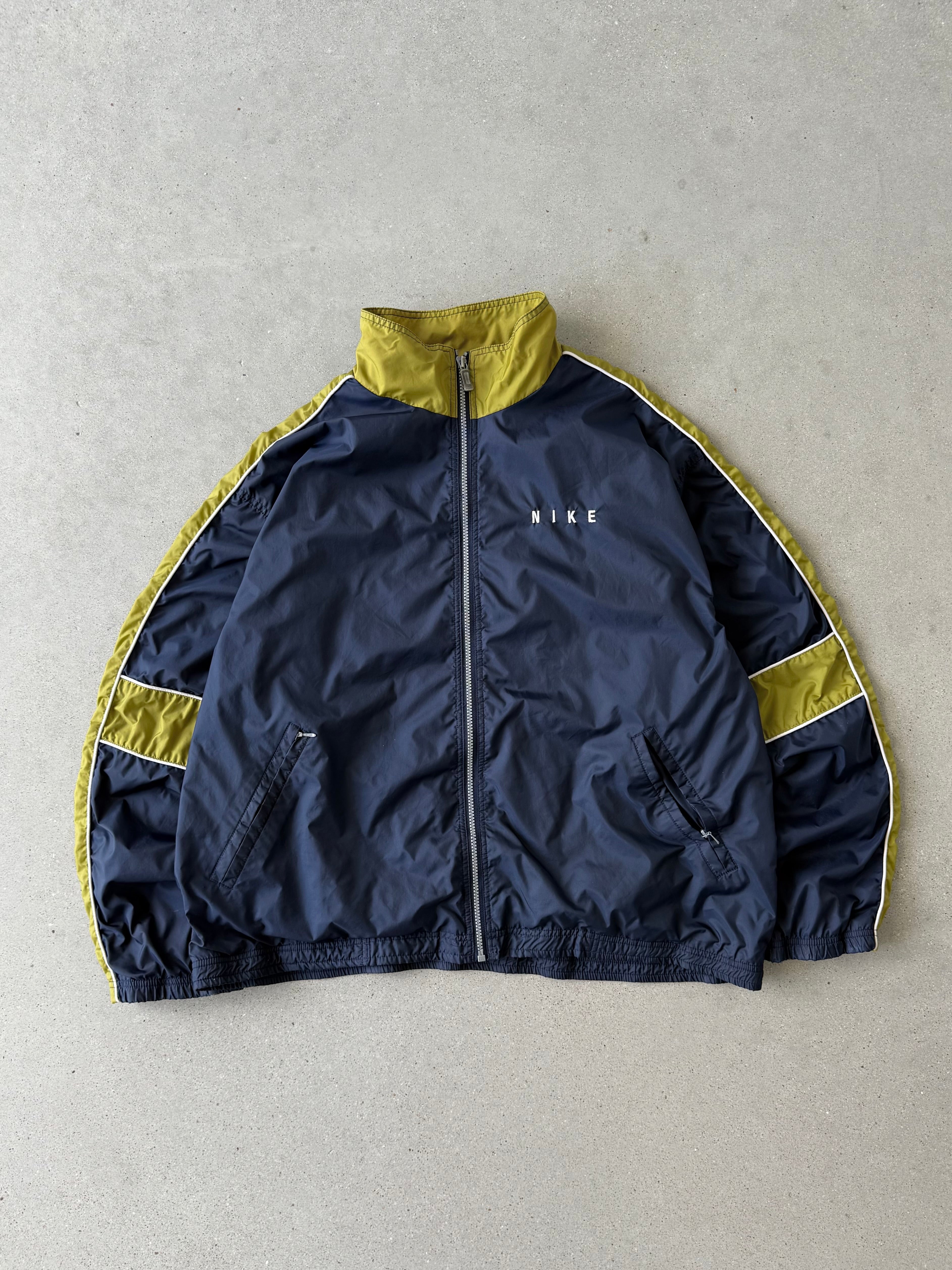 Vintage Nike Mini Spell-out Navy/Green Track Jacket - L