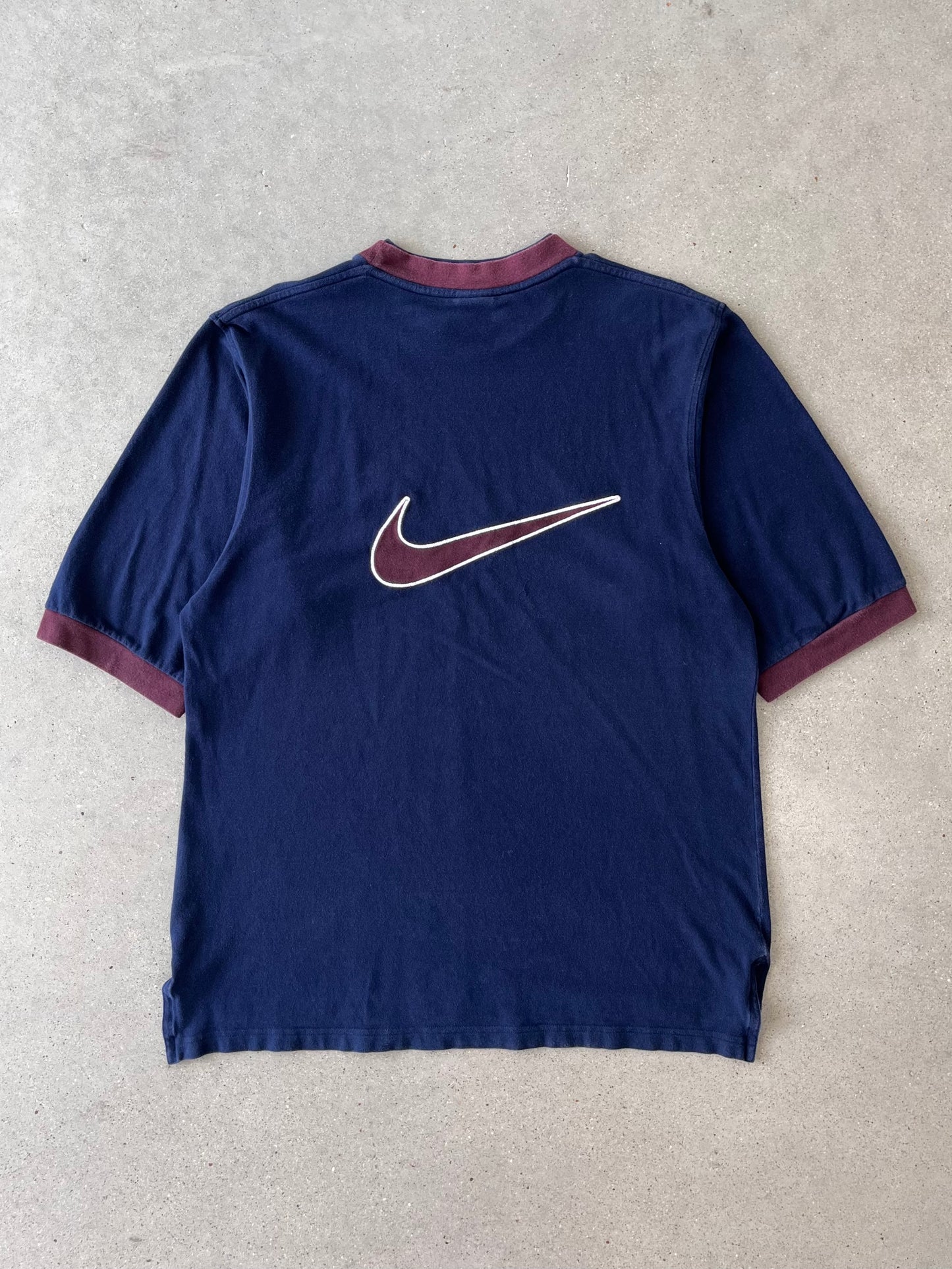 Vintage 90s Nike Swoosh Ringer Tee - XL