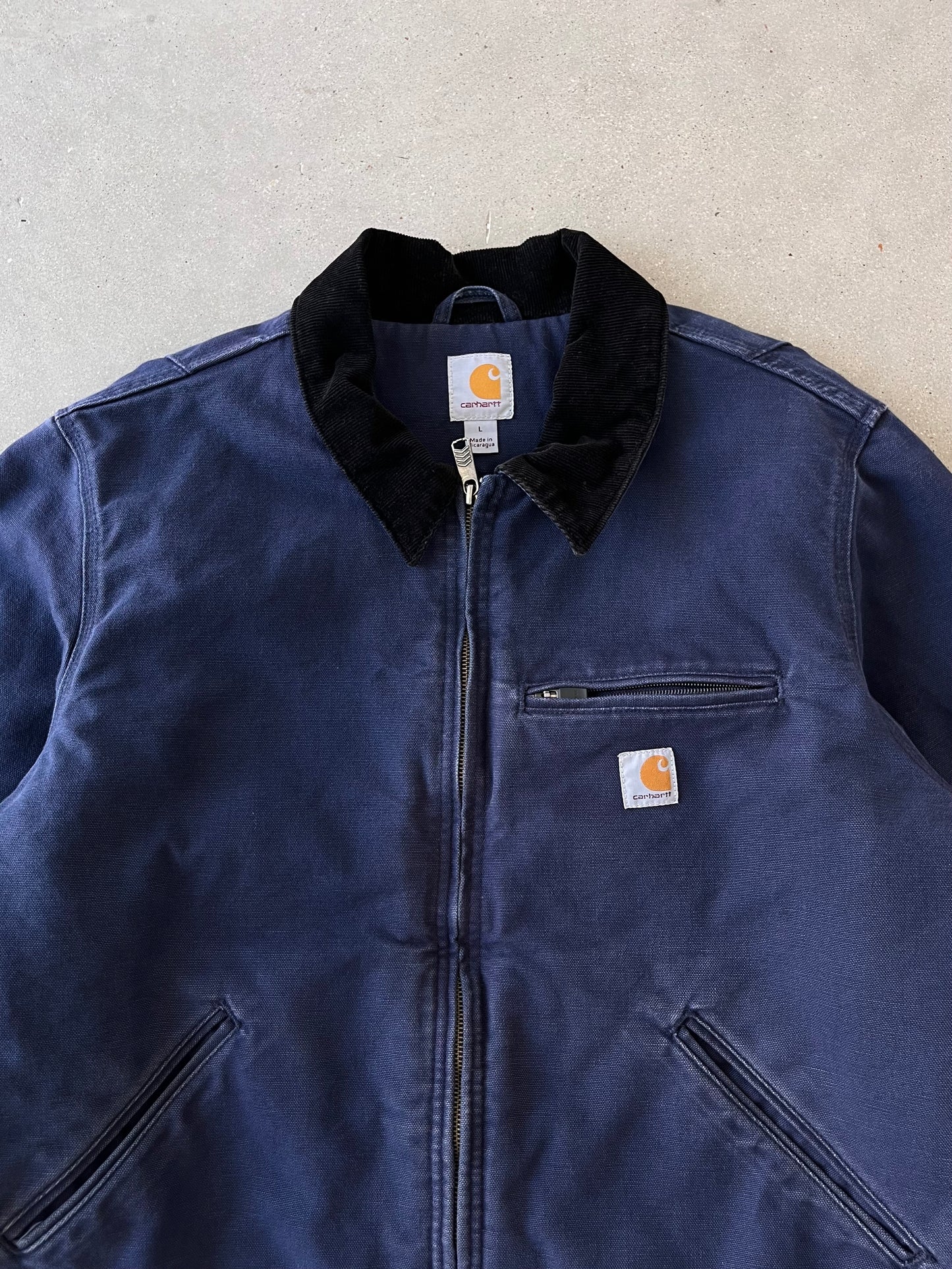 Vintage Carhartt Navy Blanket-lined Detroit Jacket - L