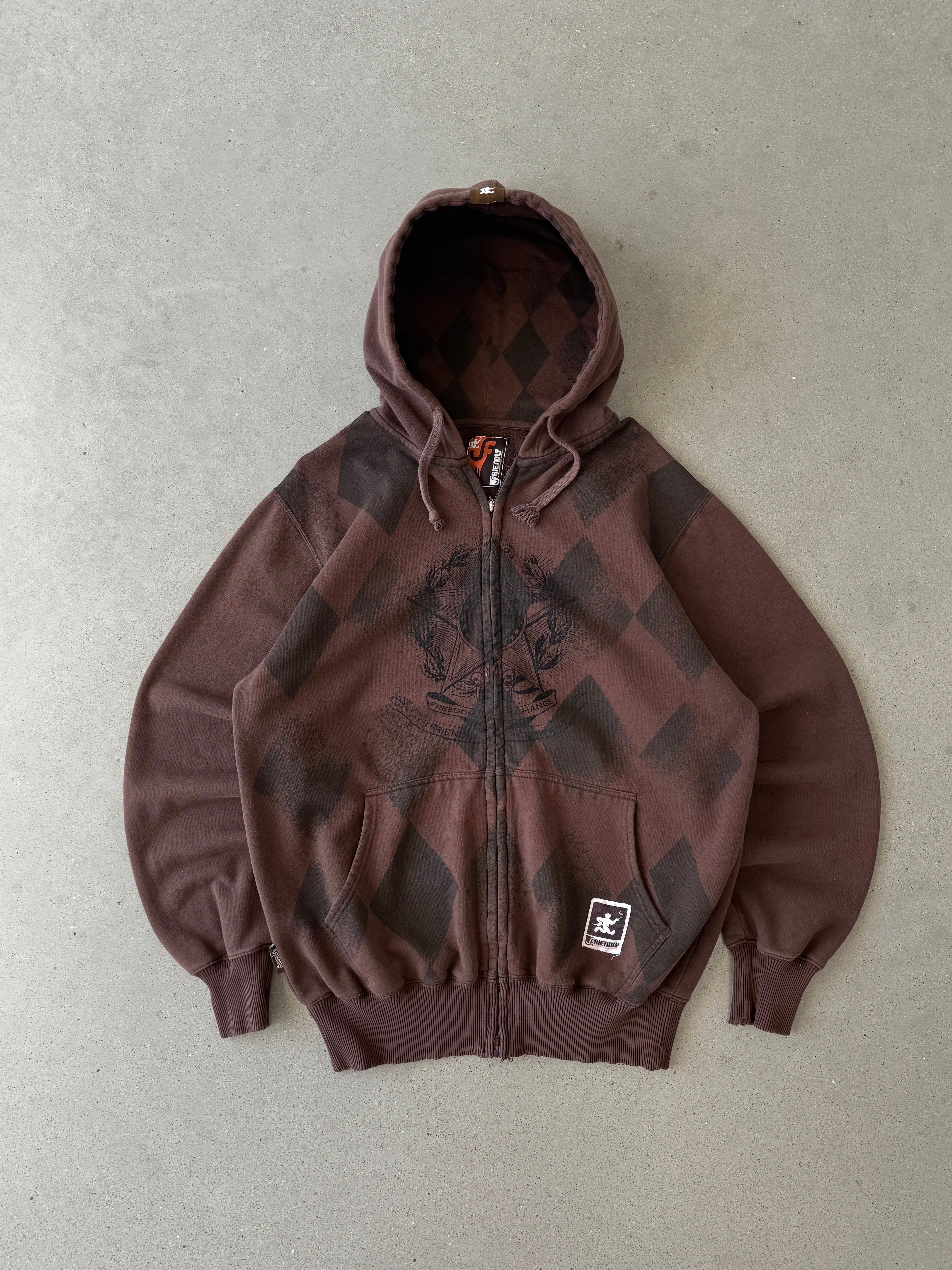 Vintage Y2K J Friendly Zip-up Hoodie - XXL