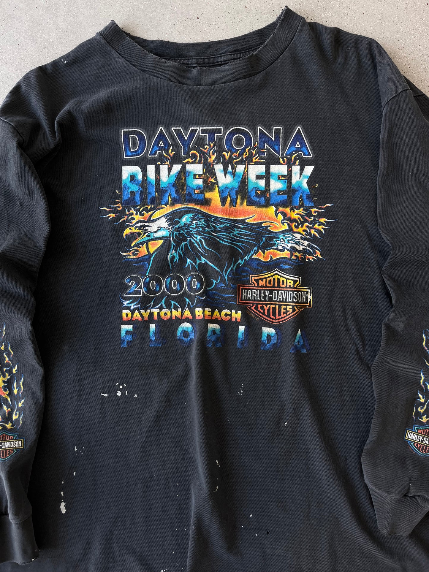 Vintage Daytona Bike Week Harley Davidson Flamed Long Sleeve - XL