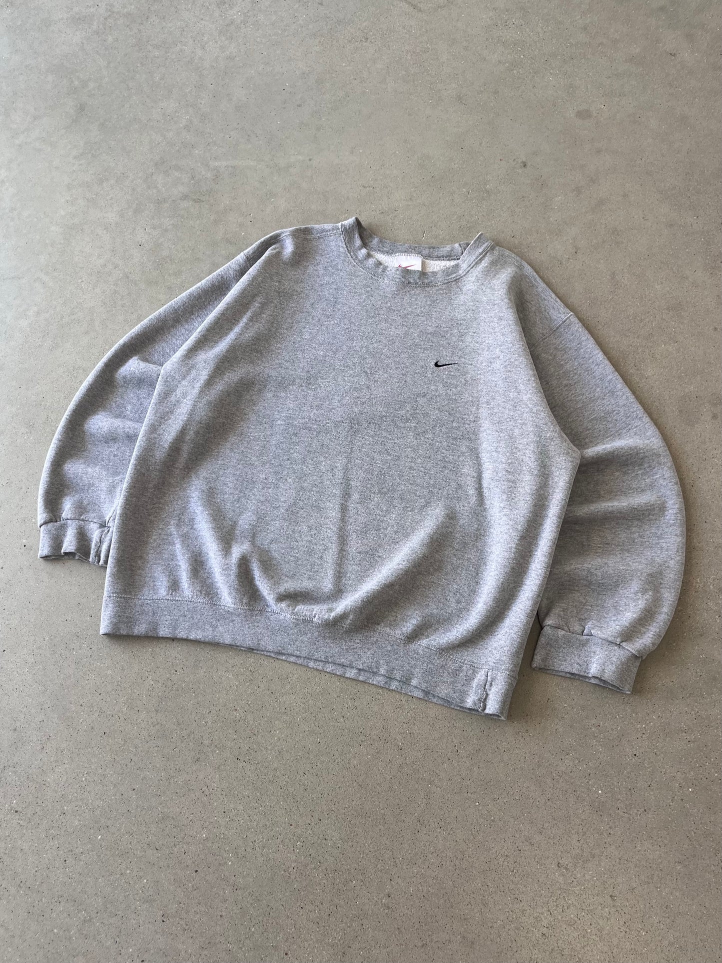 Vintage 90s Nike Mini Swoosh Heather Gray Crewneck - XL