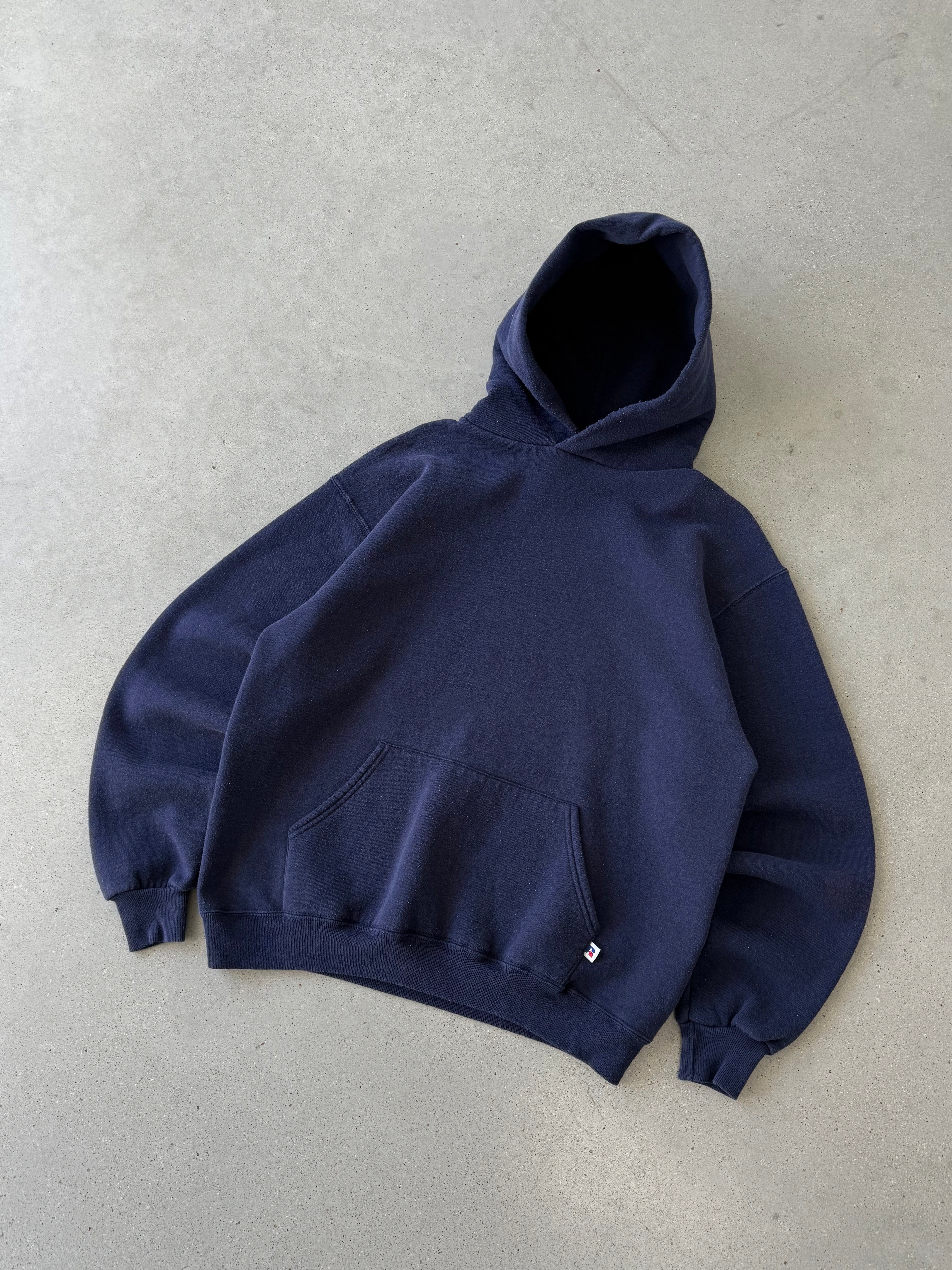 Vintage Russell Athletic Sunfaded Navy Hoodie - L
