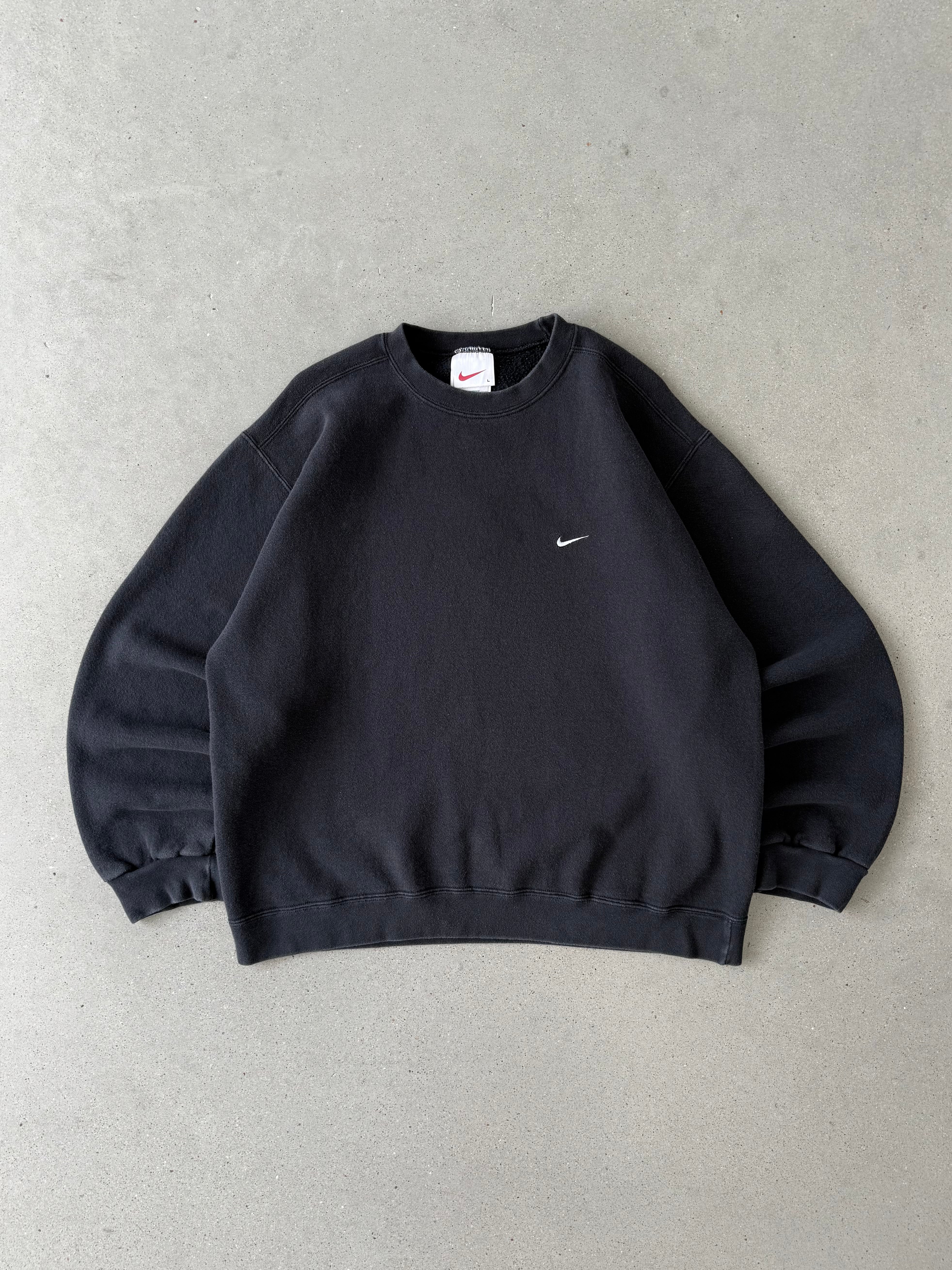 Vintage 1990s Nike Black Mini Swoosh Crewneck - L