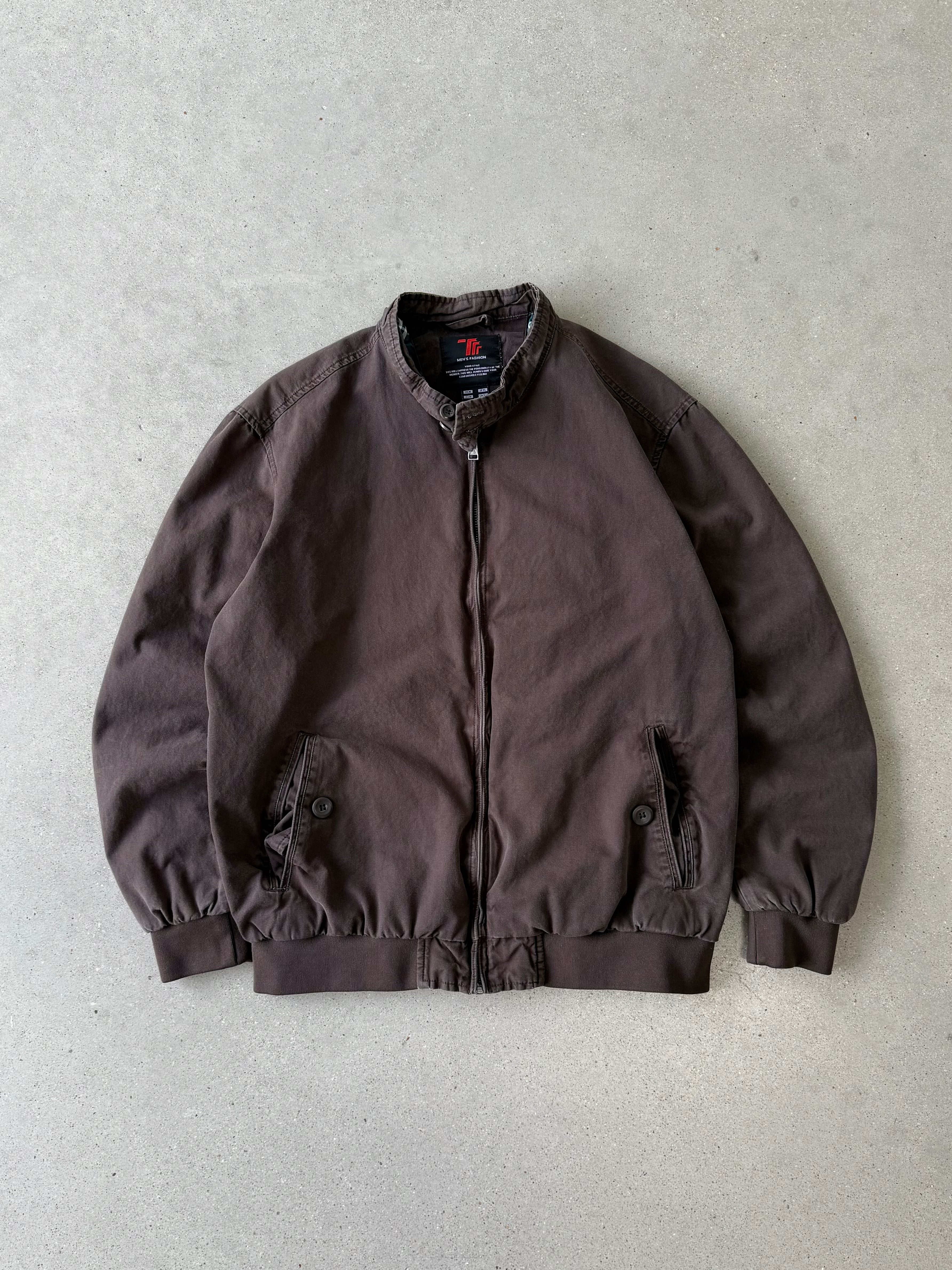 Vintage Brown Plaid-lined Jacket - M