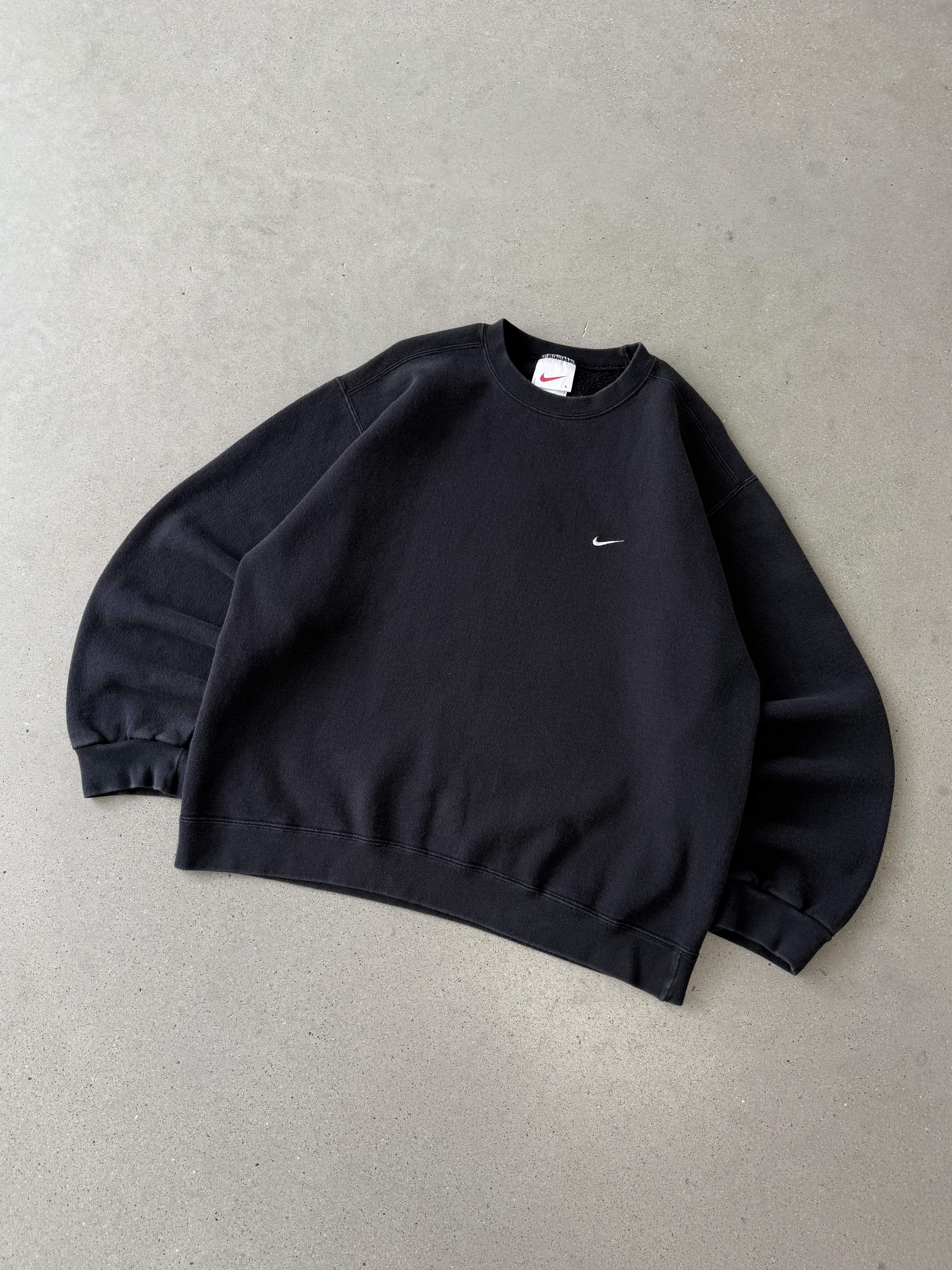 Vintage 1990s Nike Black Mini Swoosh Crewneck - L