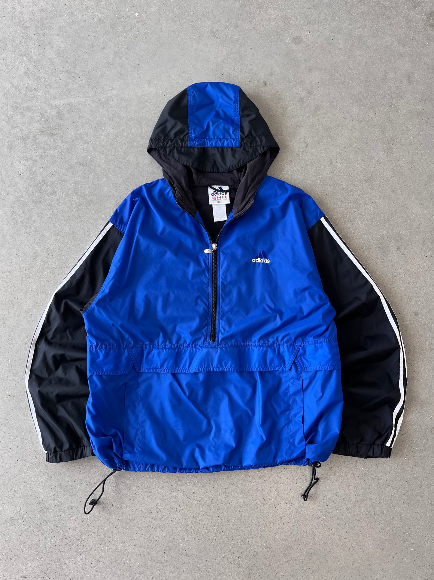 Vintage Adidas Blue Hooded Windbreaker Jacket - L