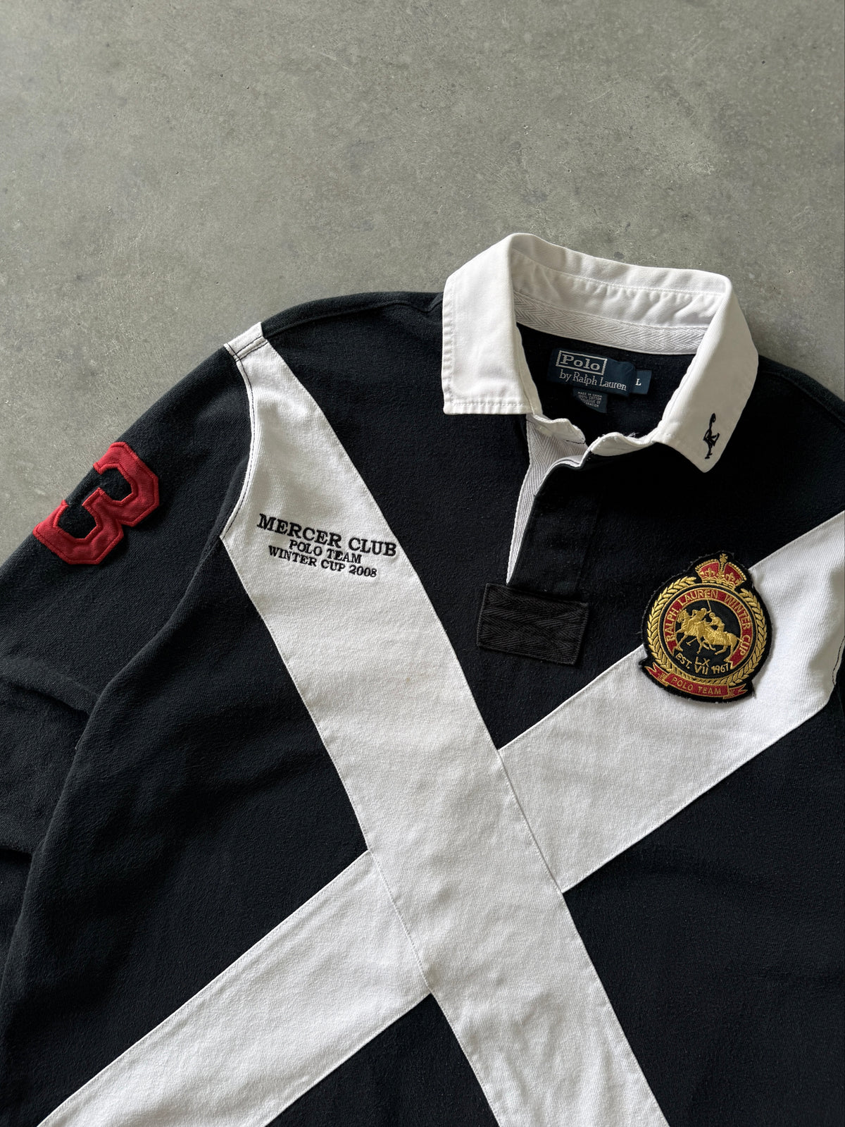 Vintage 2000s Polo By Ralph Lauren "Mercer Polo Team" Rugby Long Sleeve (L)