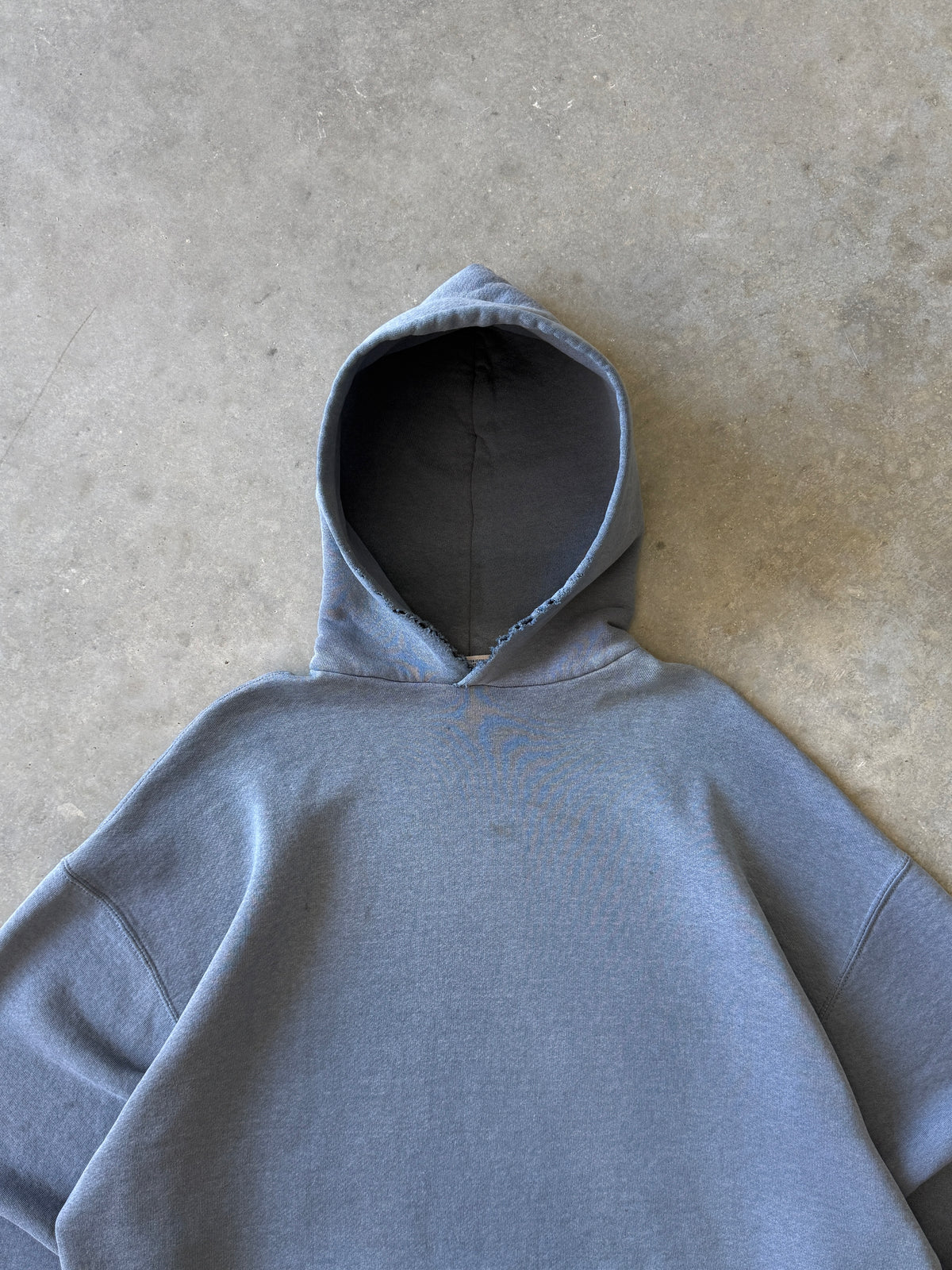 Vintage 1990s Sun-faded Greyish-blue Russell Athletic Hoodie (XXL)