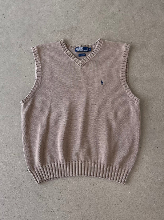 Vintage Mocha Polo Ralph Lauren Knitted Vest - L