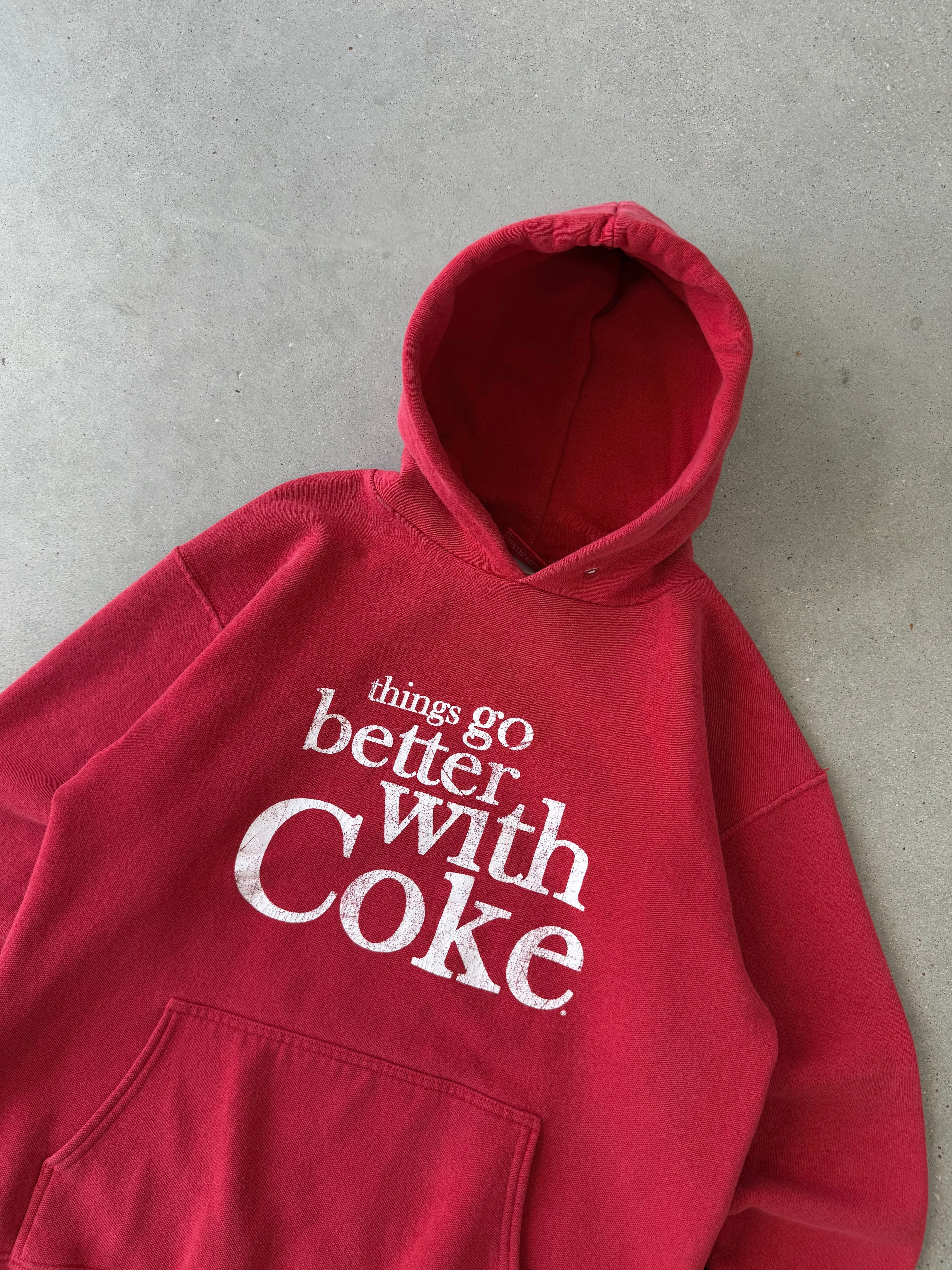 Vintage "Things Go Better With Coke" Red Hoodie- L