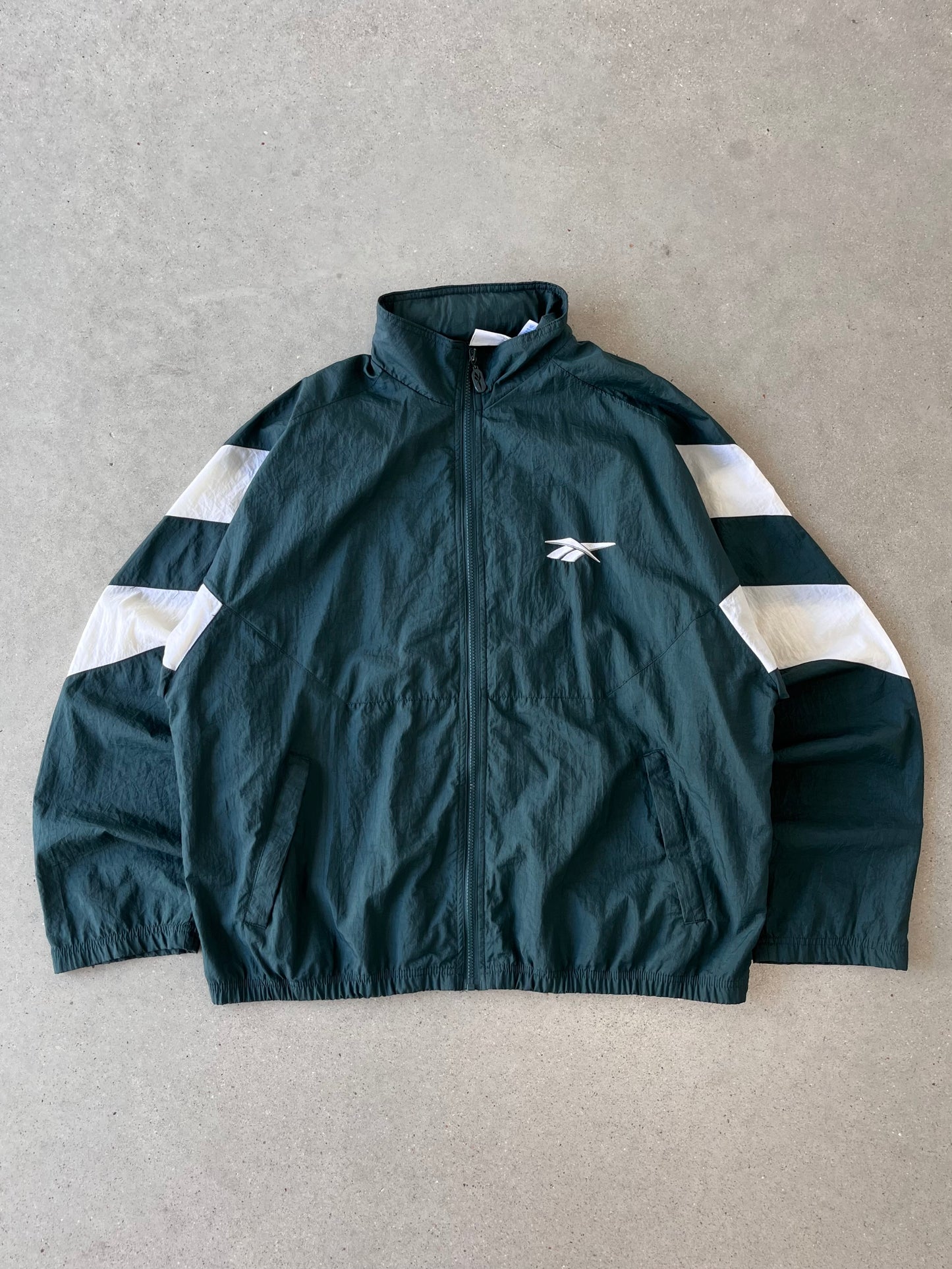 Vintage 90s Reebok Green/white Windbreaker - L