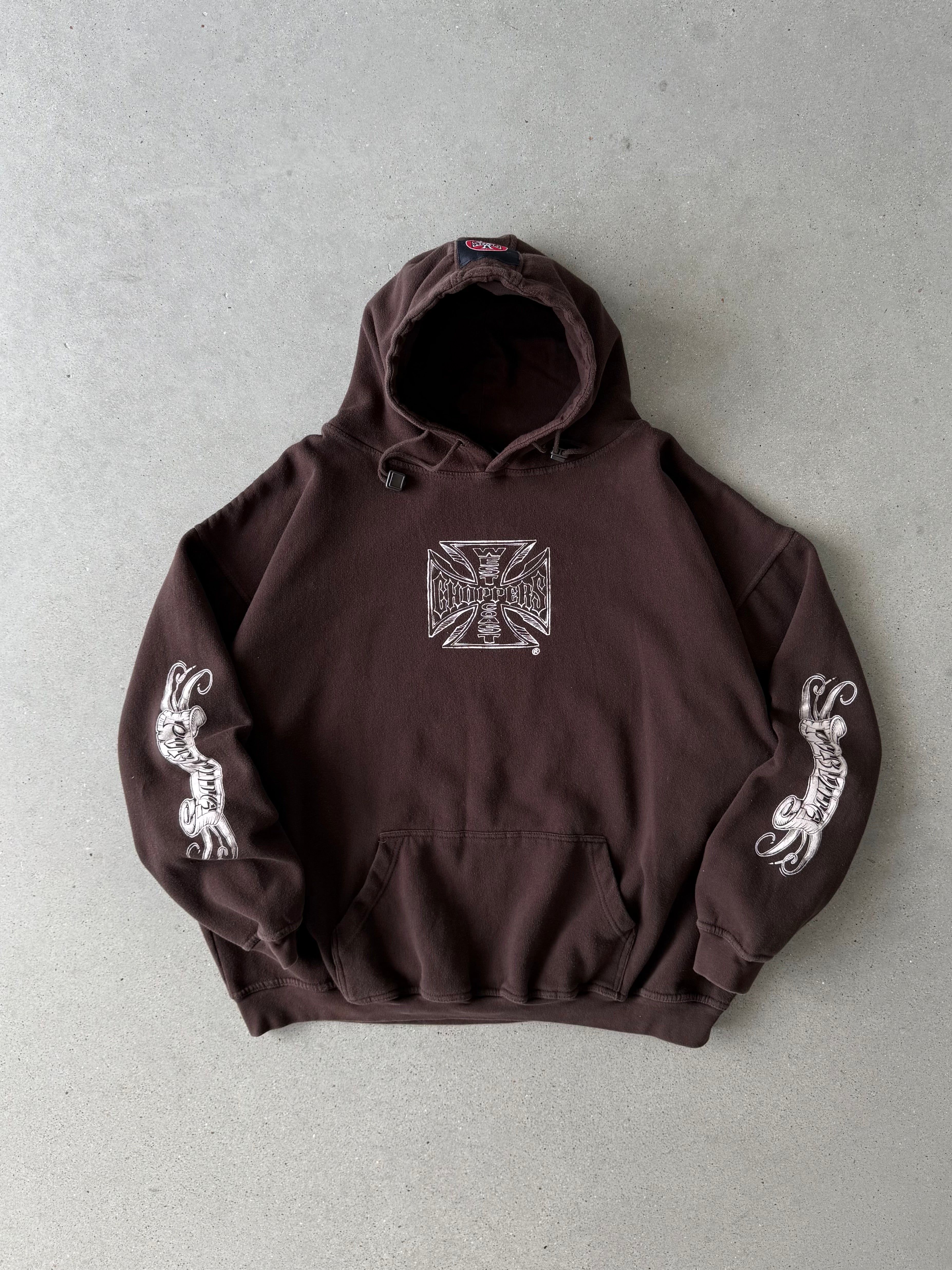 Vintage Y2K West Coast Choppers Brown Hoodie - XXL