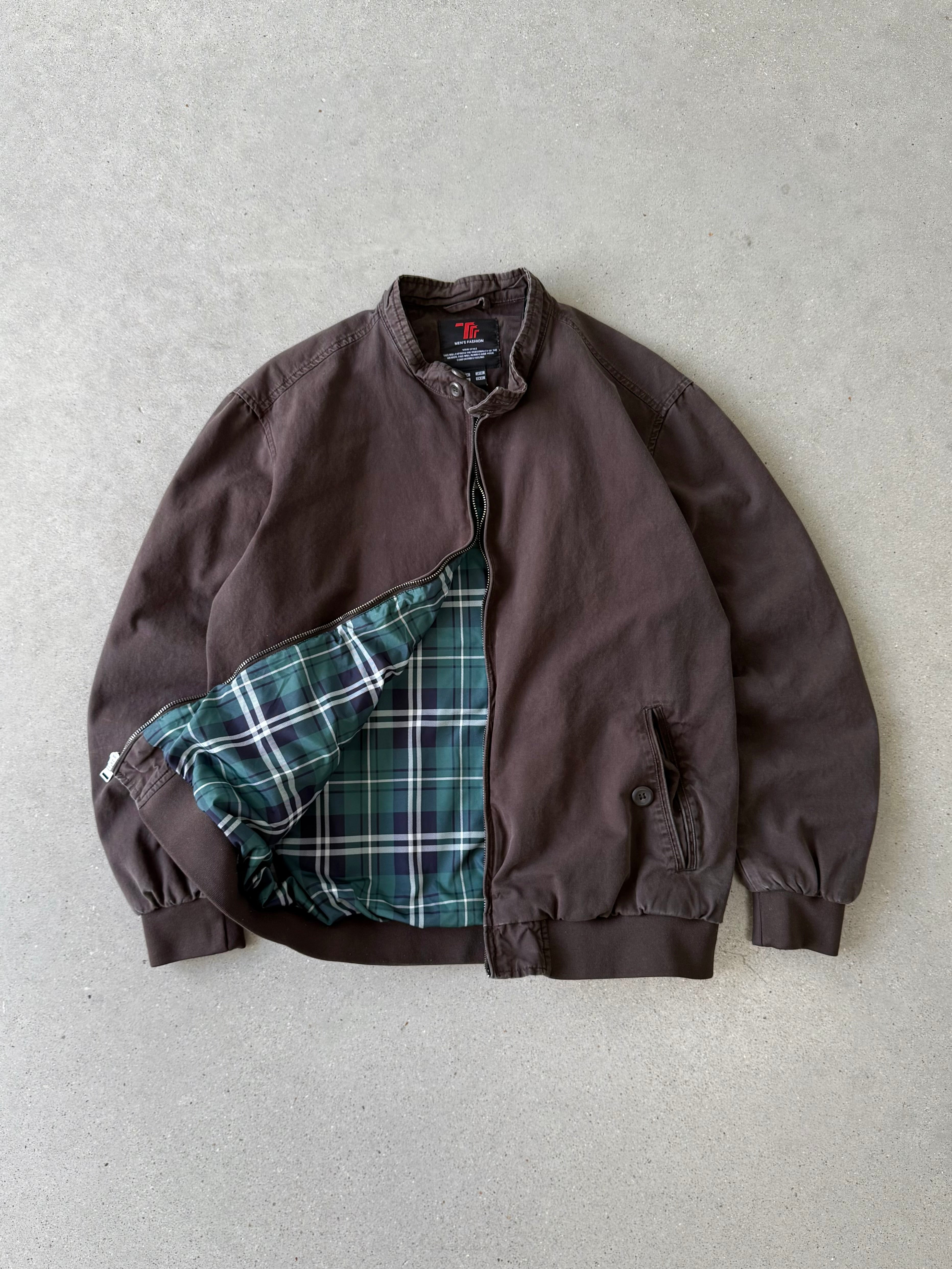 Vintage Brown Plaid-lined Jacket - M