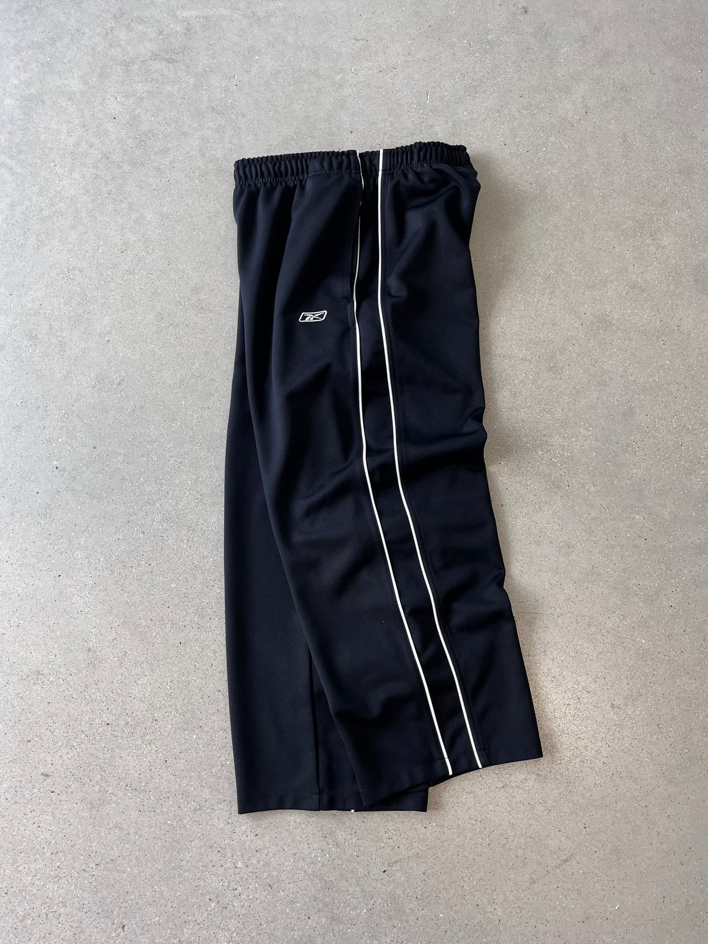 Vintage Reebok Black/White Wide Leg Track Pants - M