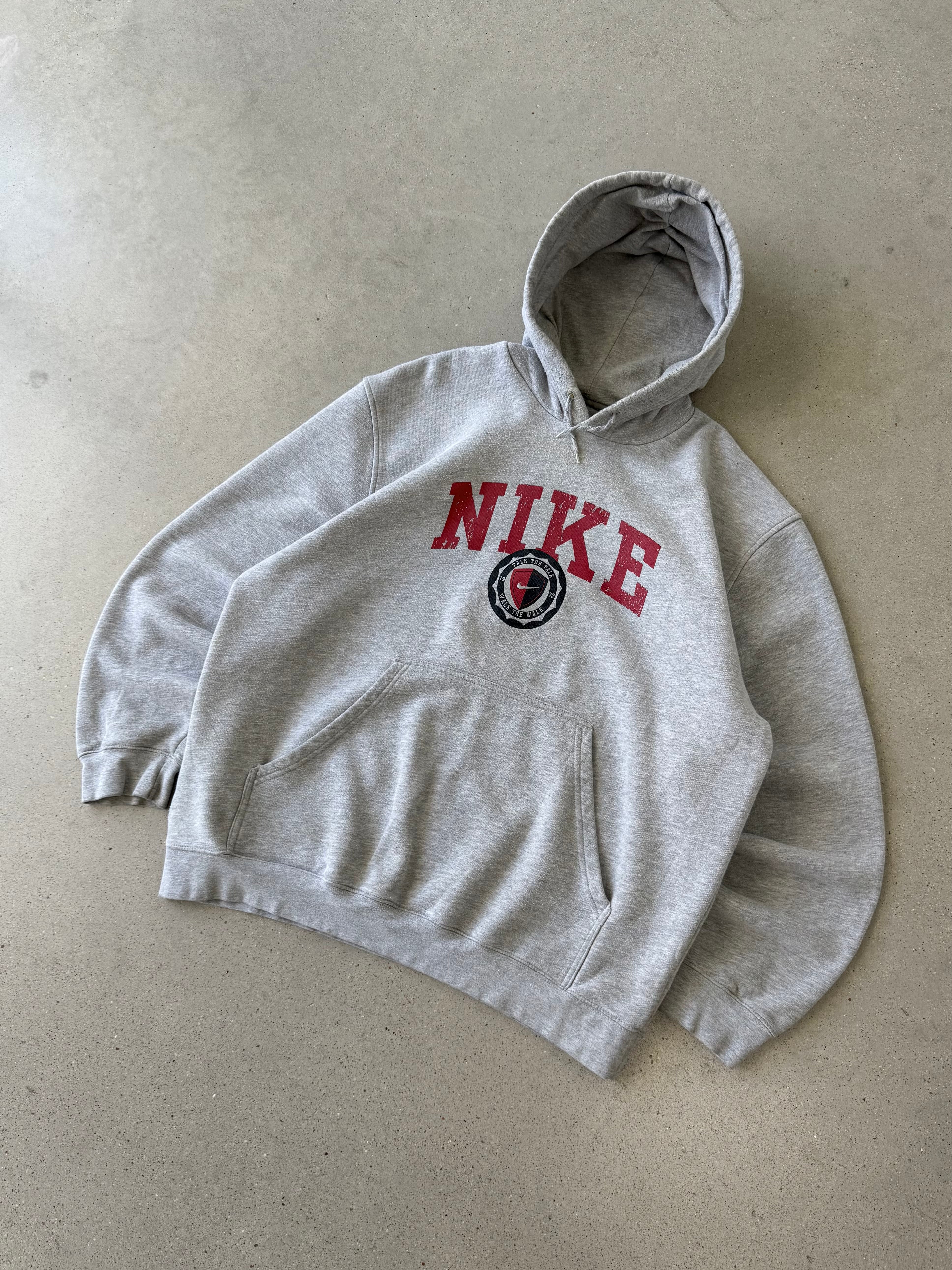 Vintage Nike Spell-out Gray Hoodie - XXL