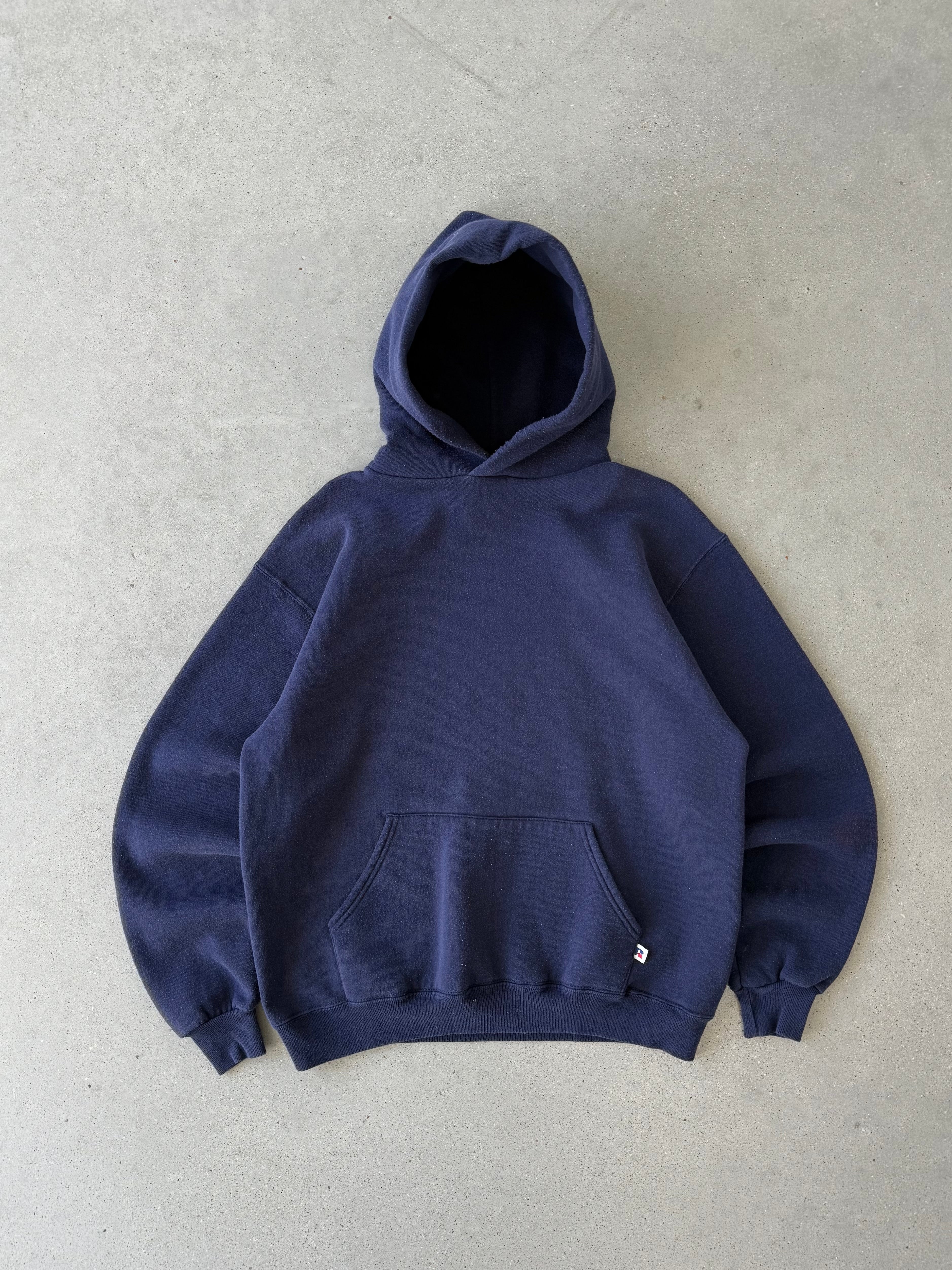 Vintage Russell Athletic Sunfaded Navy Hoodie - L