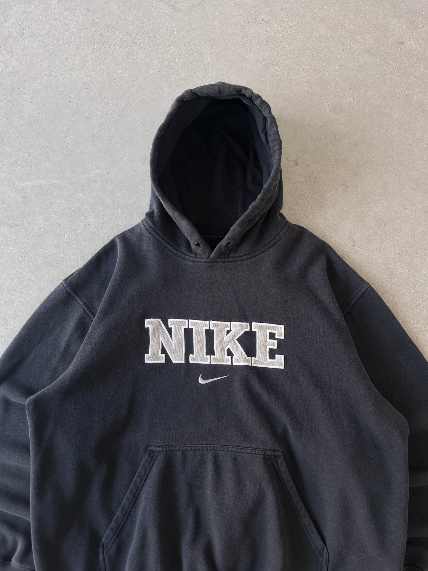 Vintage Nike Spell-out Black Hoodie - L