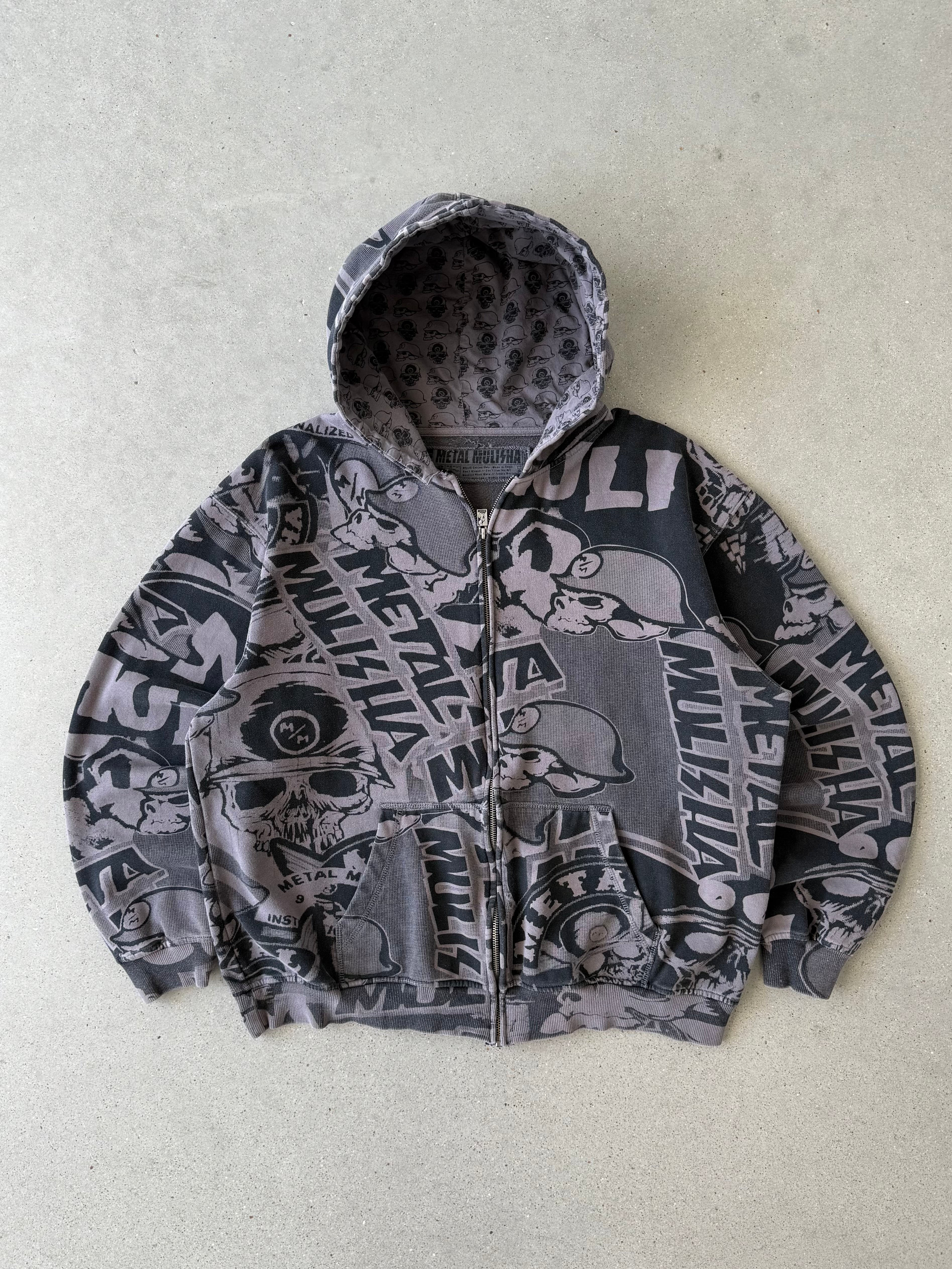 Vintage Metal Mulisha AOP Zip-up Hoodie - XL