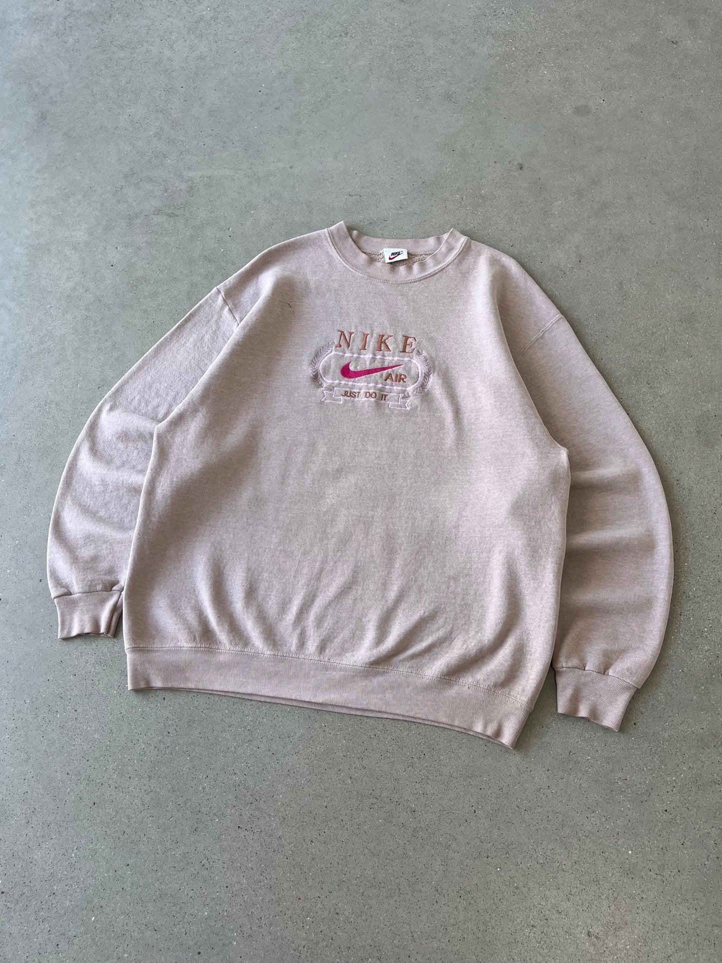 Vintage Nike Air Embroidered Faded Pink Crewneck - XL