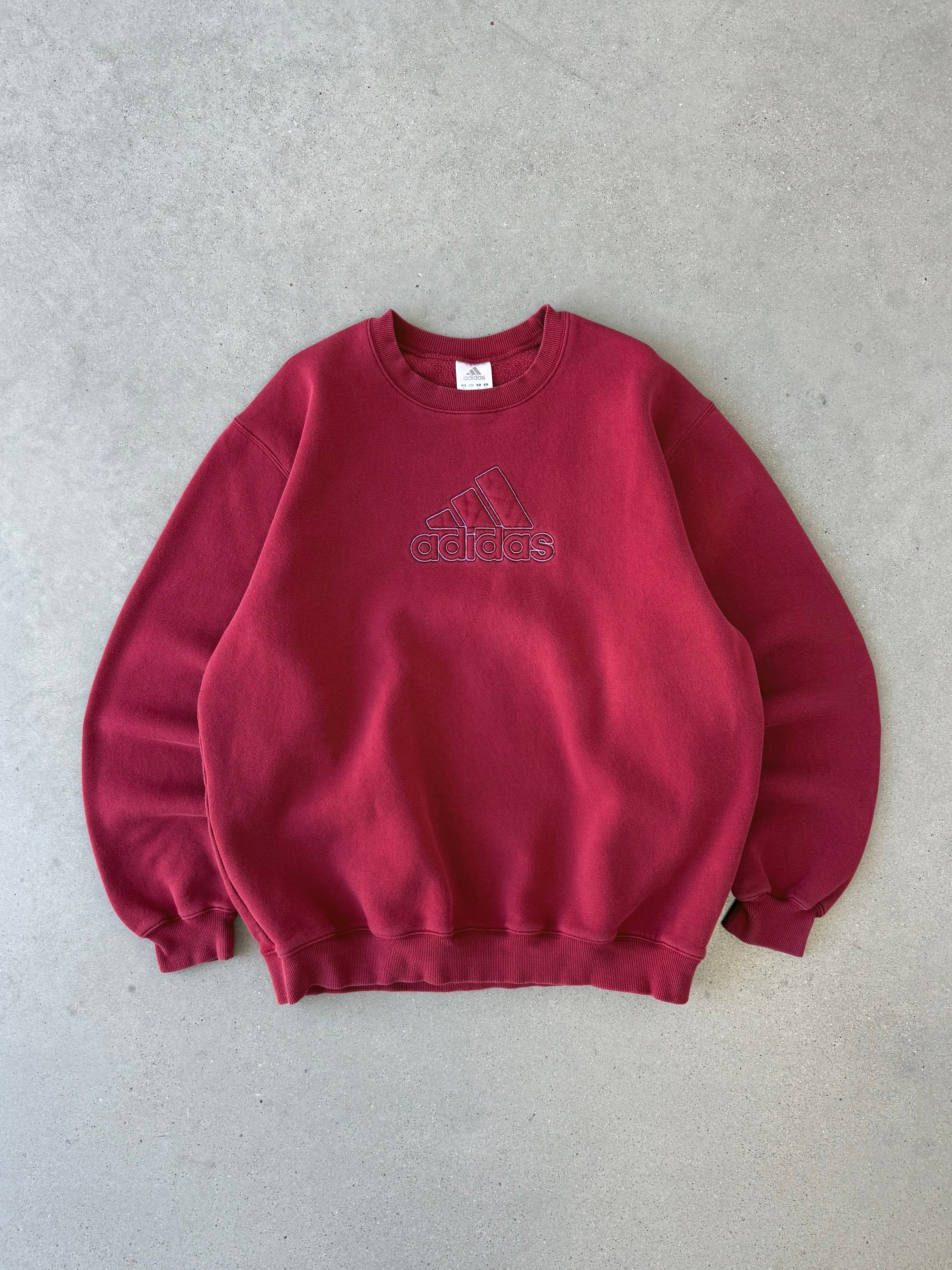 Vintage Adidas Embroidered Red Crewneck - L