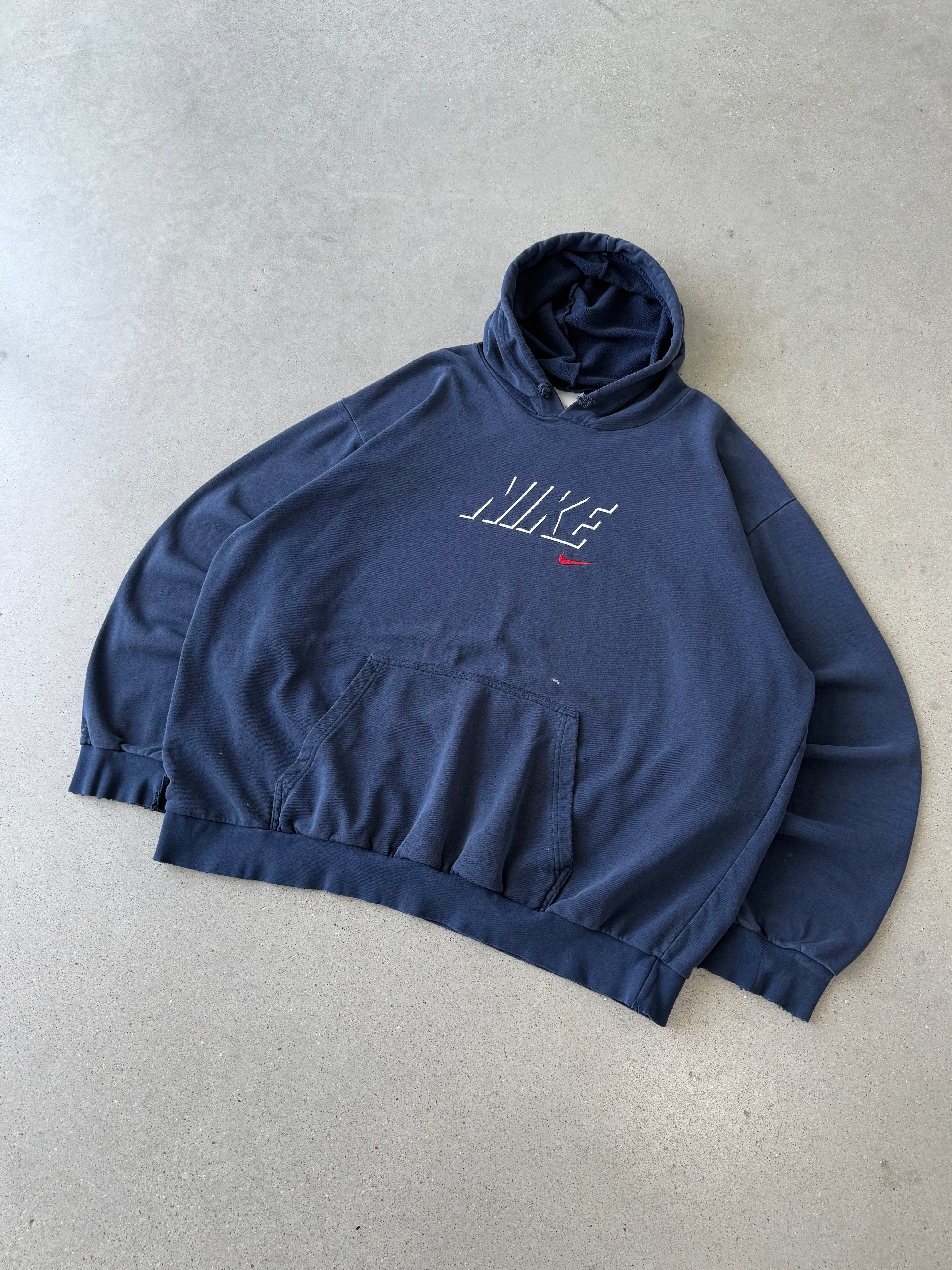 Vintage 2000s Nike Spell-out Navy Hoodie - XXL