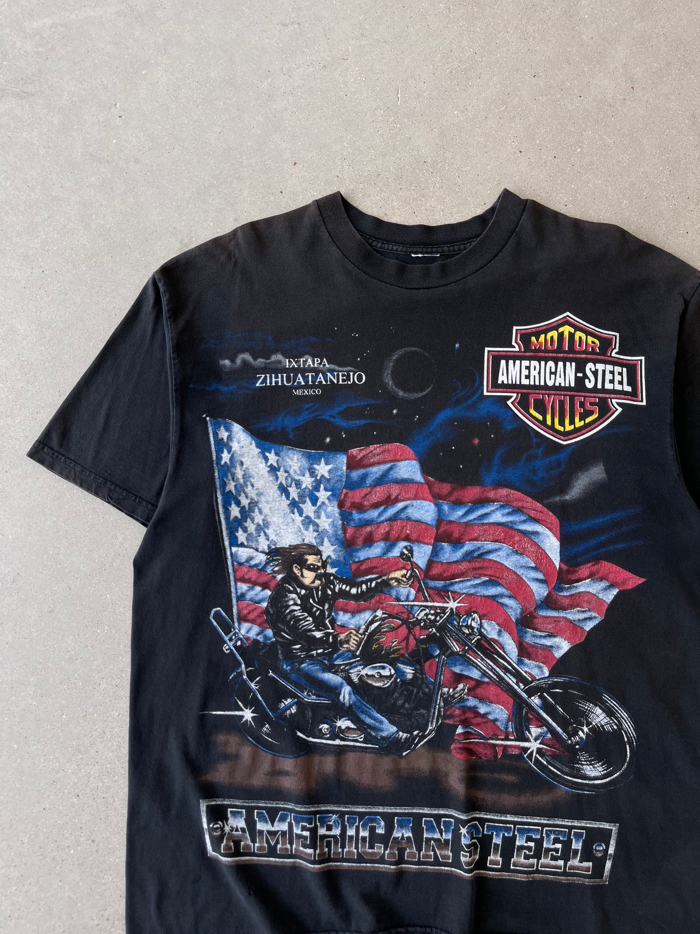 Vintage 90s AMERICAN STEEL Harley Davidson Tee - XL