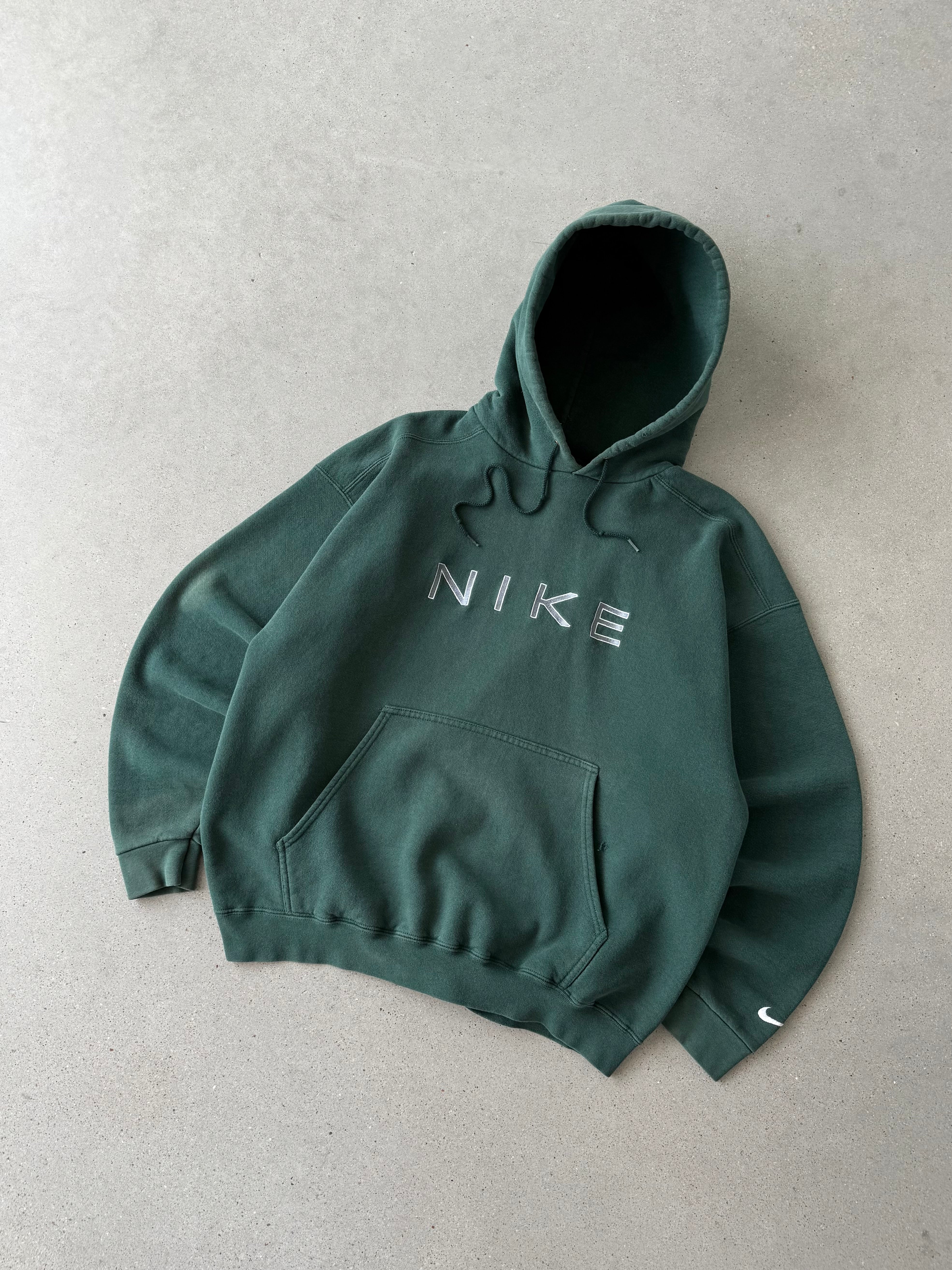 Vintage Nike Spellout Green Hoodie  - L